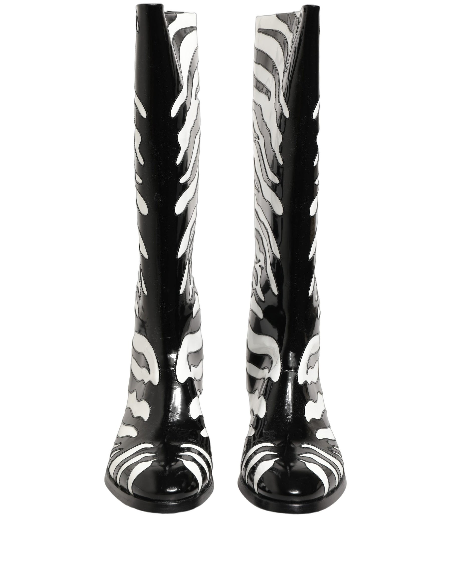 Dolce & Gabbana Black White Zebra Knee High Men Boots Shoes | Regal Royce