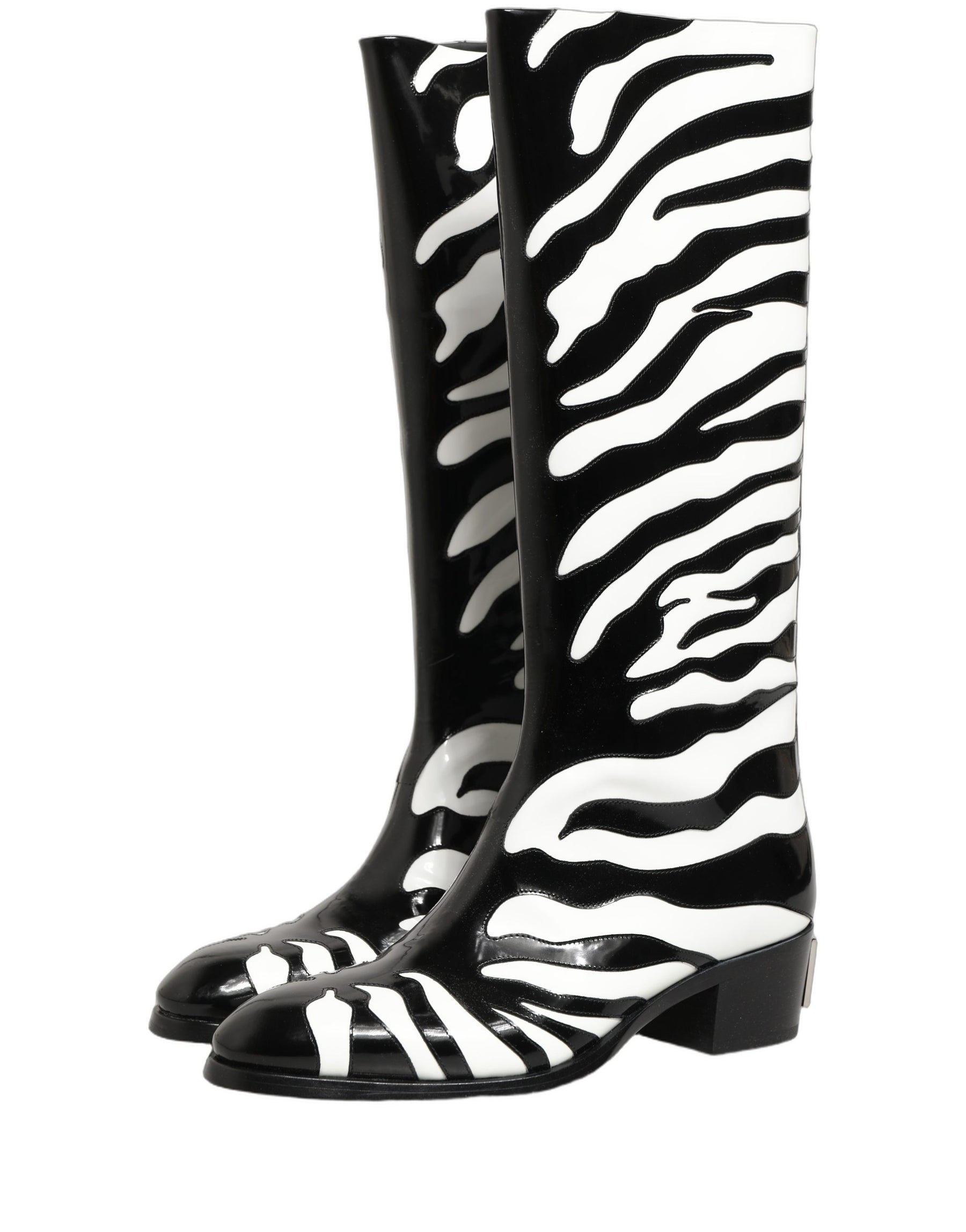 Dolce & Gabbana Black White Zebra Knee High Men Boots Shoes | Regal Royce