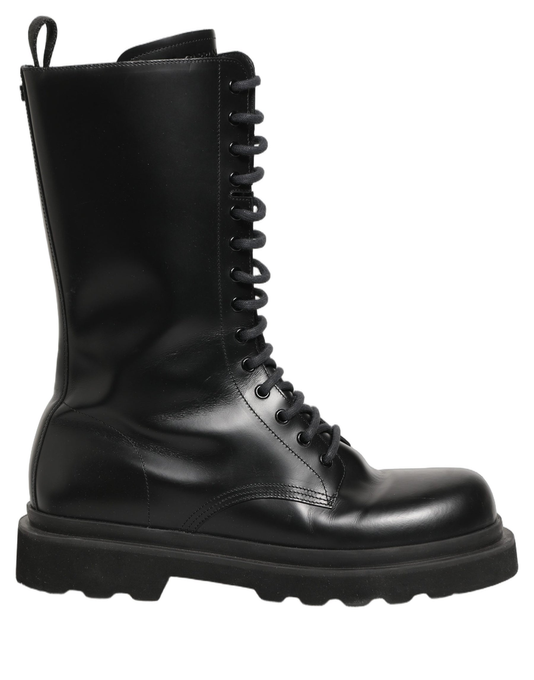 Dolce & Gabbana Black Leather Lace Up Men Combat Boots Shoes | Regal Royce