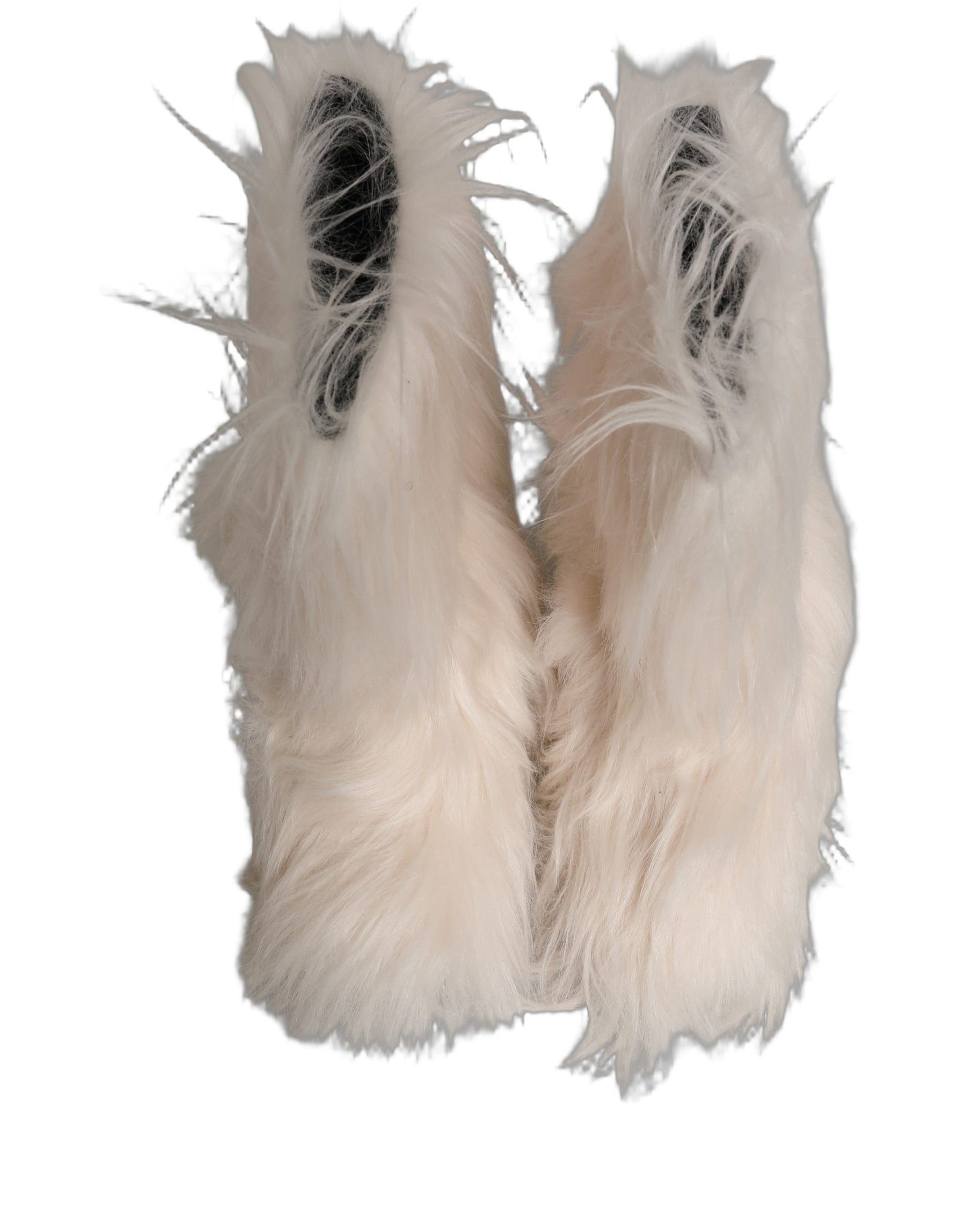 Dolce & Gabbana White Faux Fur Mid Calf Men Boots Shoes | Regal Royce