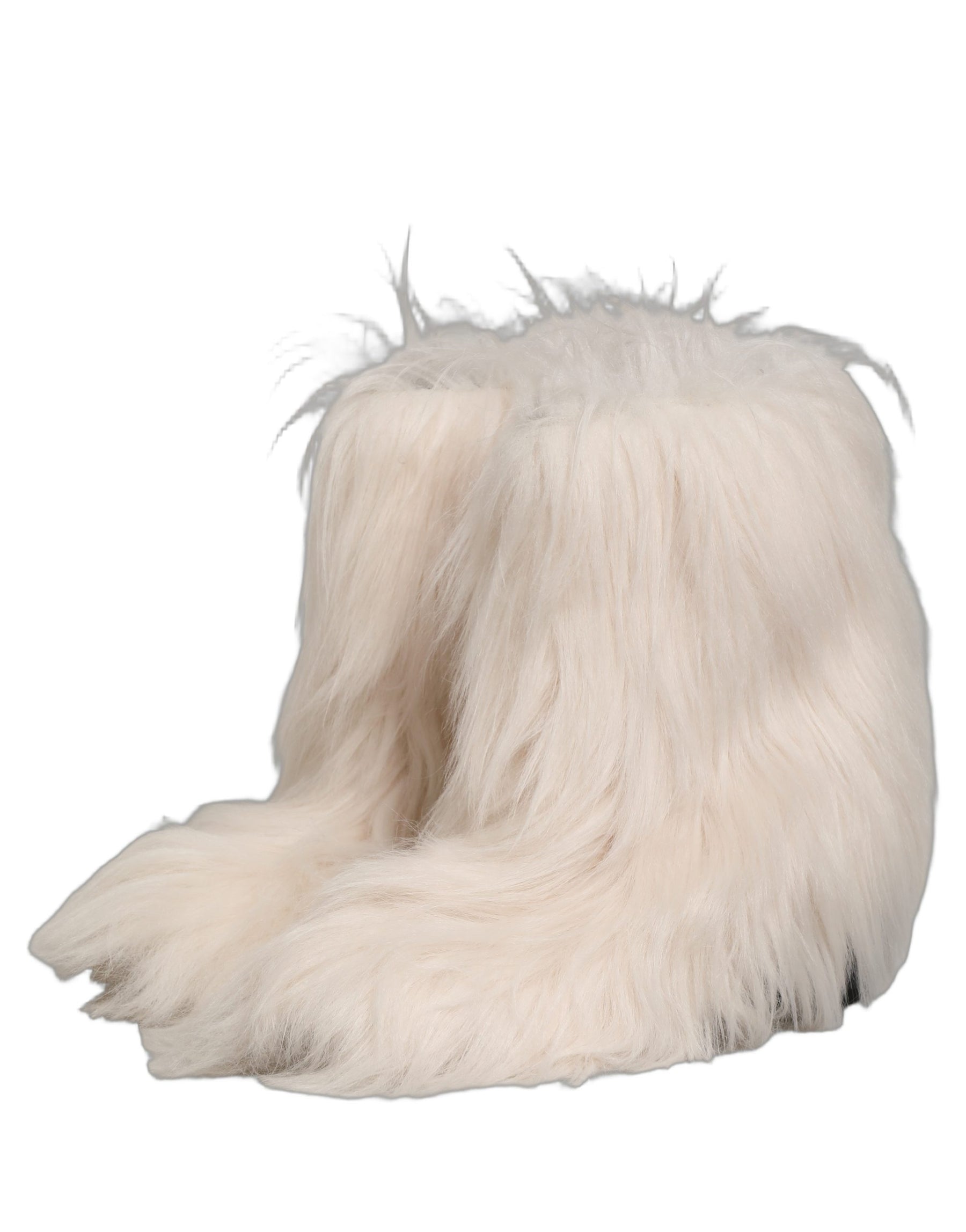Dolce & Gabbana White Faux Fur Mid Calf Men Boots Shoes | Regal Royce