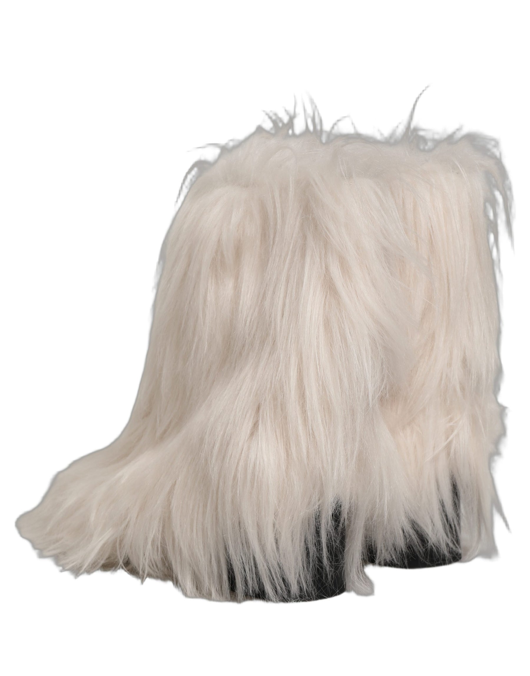 Dolce & Gabbana White Faux Fur Mid Calf Men Boots Shoes | Regal Royce
