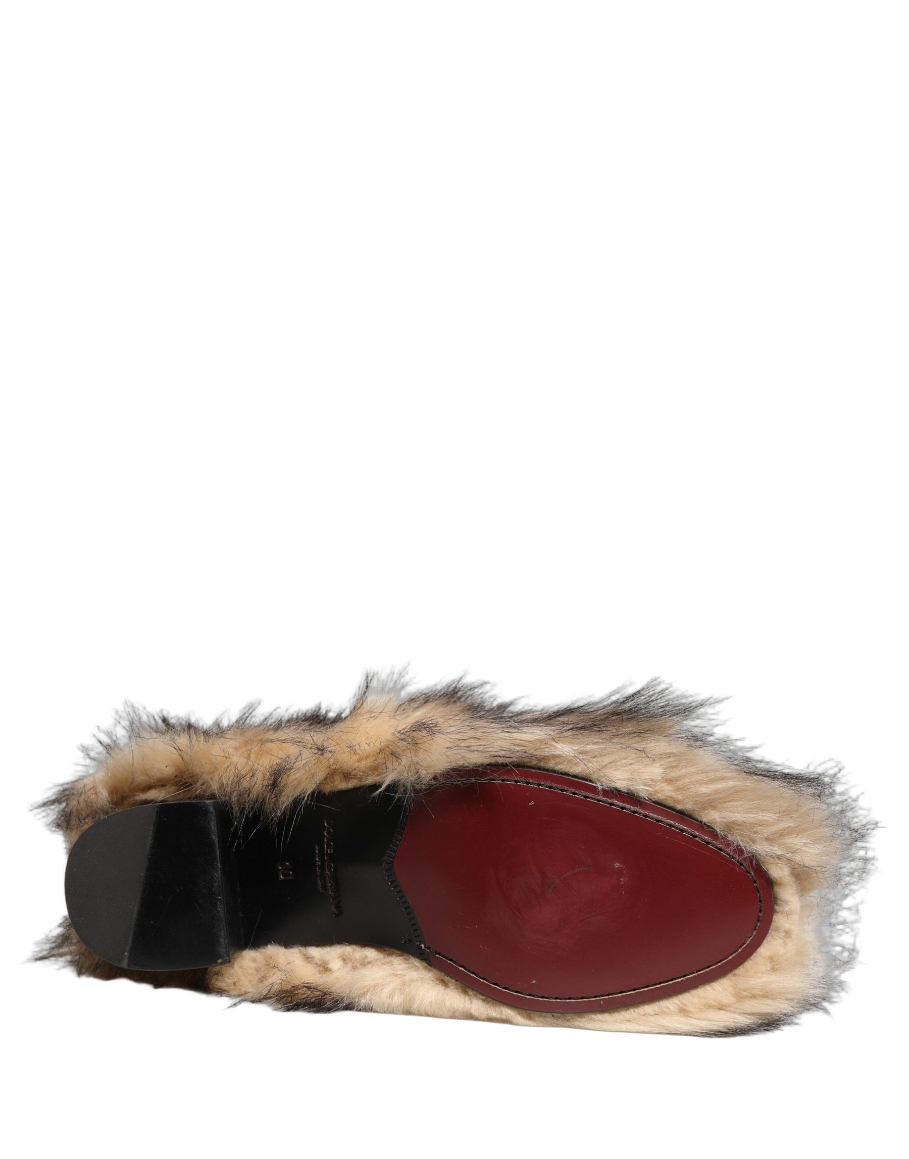 Dolce & Gabbana Brown Faux Fur Mid Calf Men Boots Shoes | Regal Royce