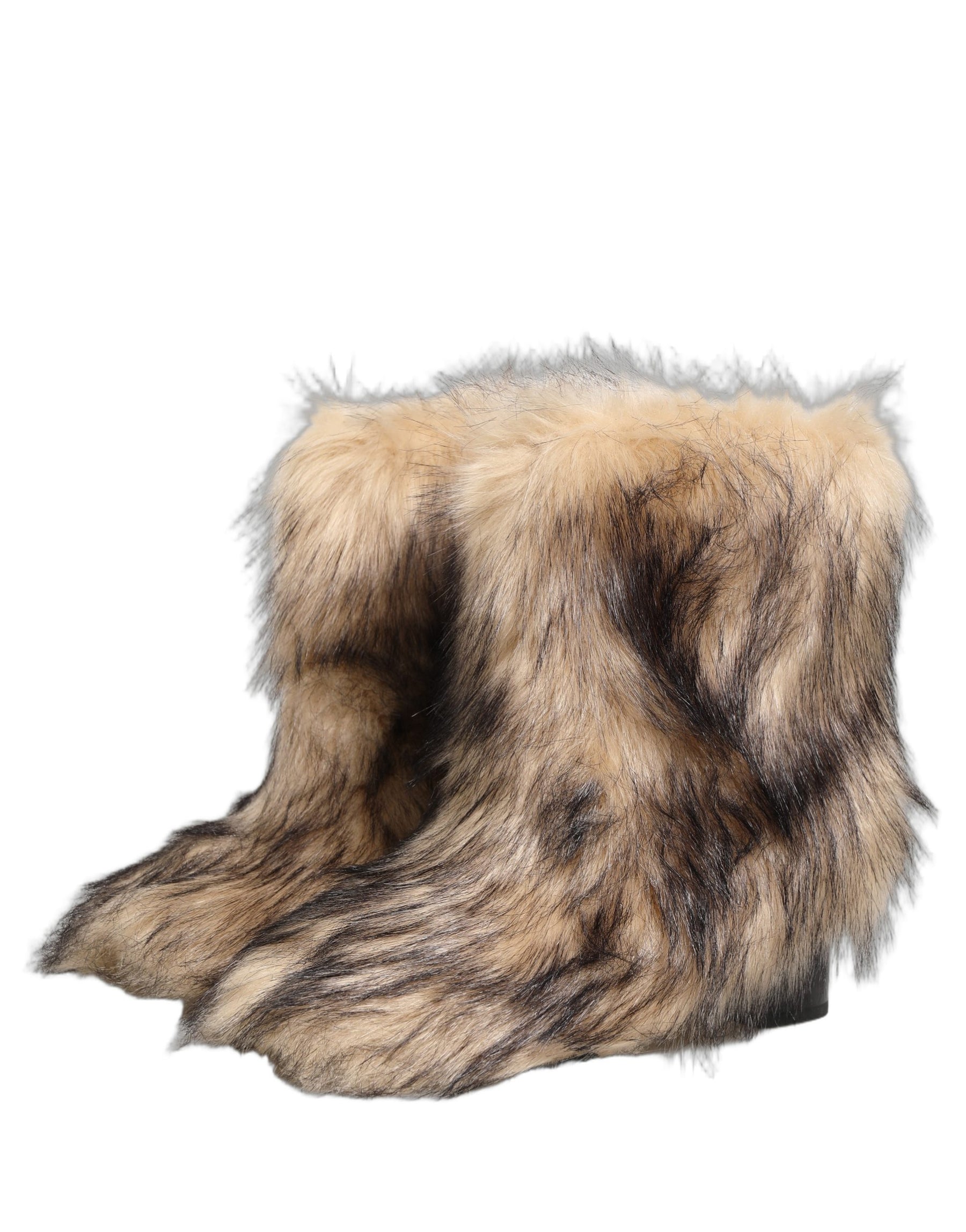 Dolce & Gabbana Brown Faux Fur Mid Calf Men Boots Shoes | Regal Royce