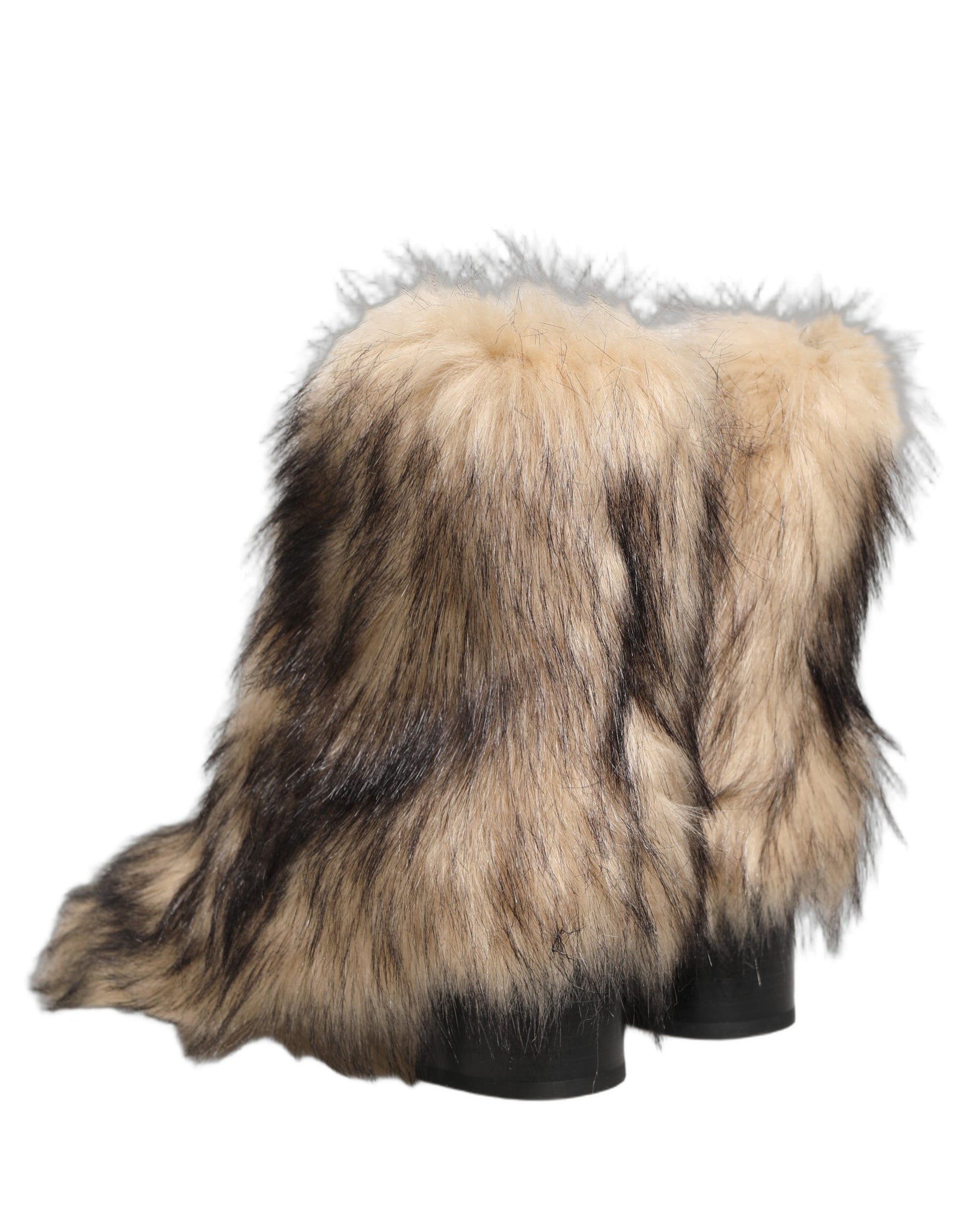 Dolce & Gabbana Brown Faux Fur Mid Calf Men Boots Shoes | Regal Royce