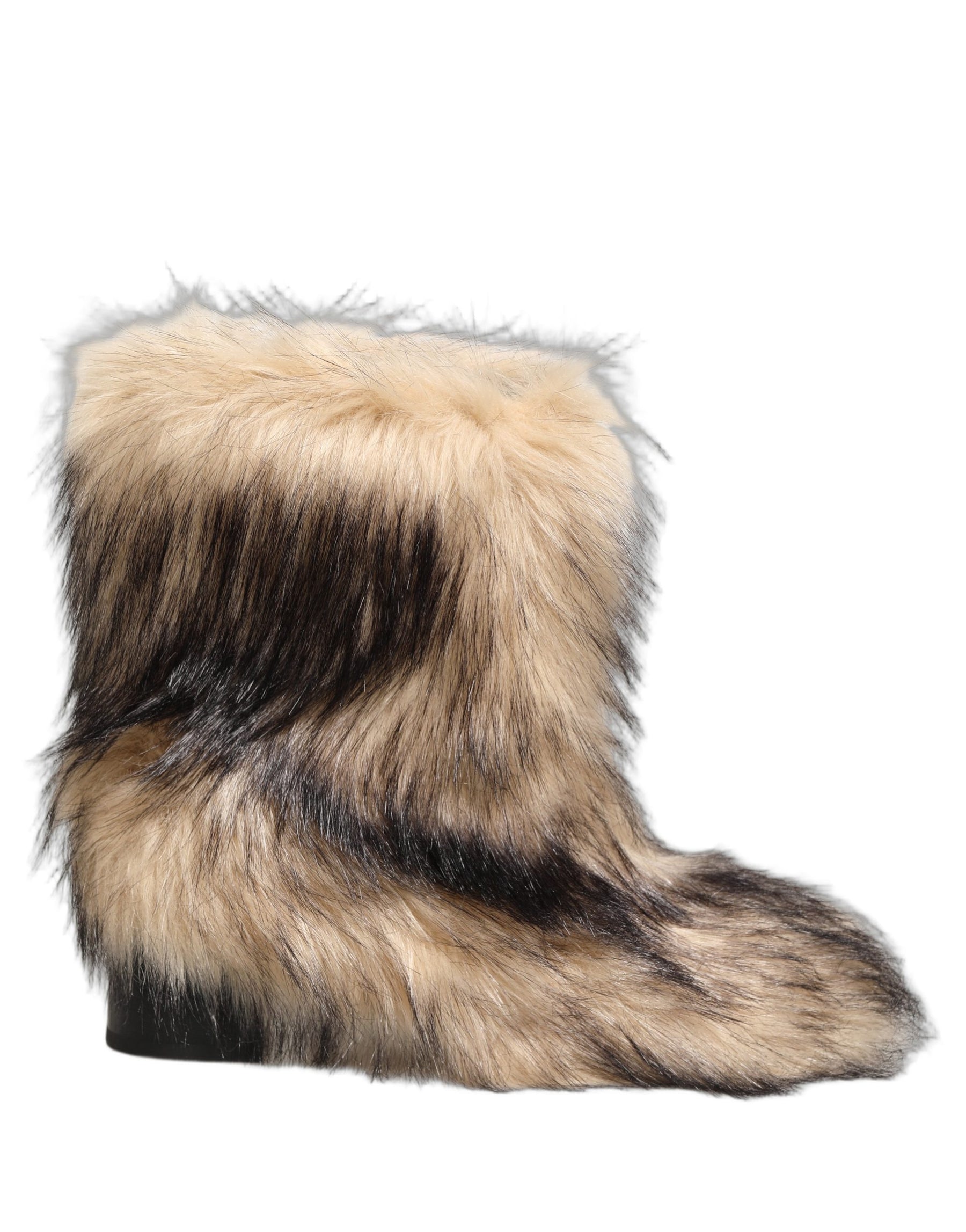 Dolce & Gabbana Brown Faux Fur Mid Calf Men Boots Shoes | Regal Royce