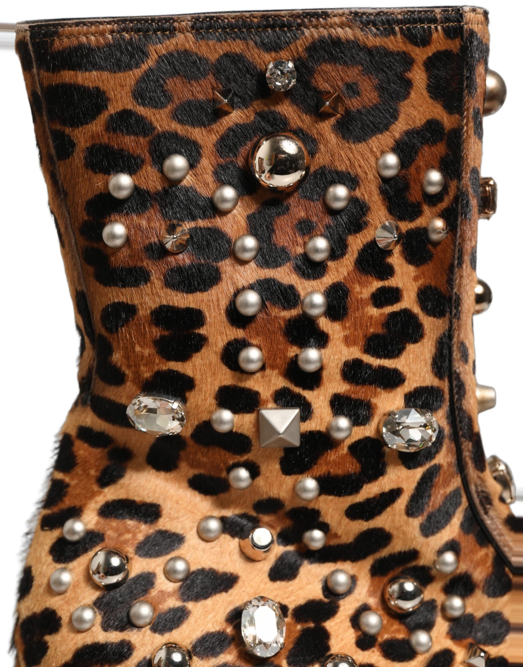 Dolce & Gabbana Brown Leopard Embellished Mid Calf Men Boots Shoes | Regal Royce