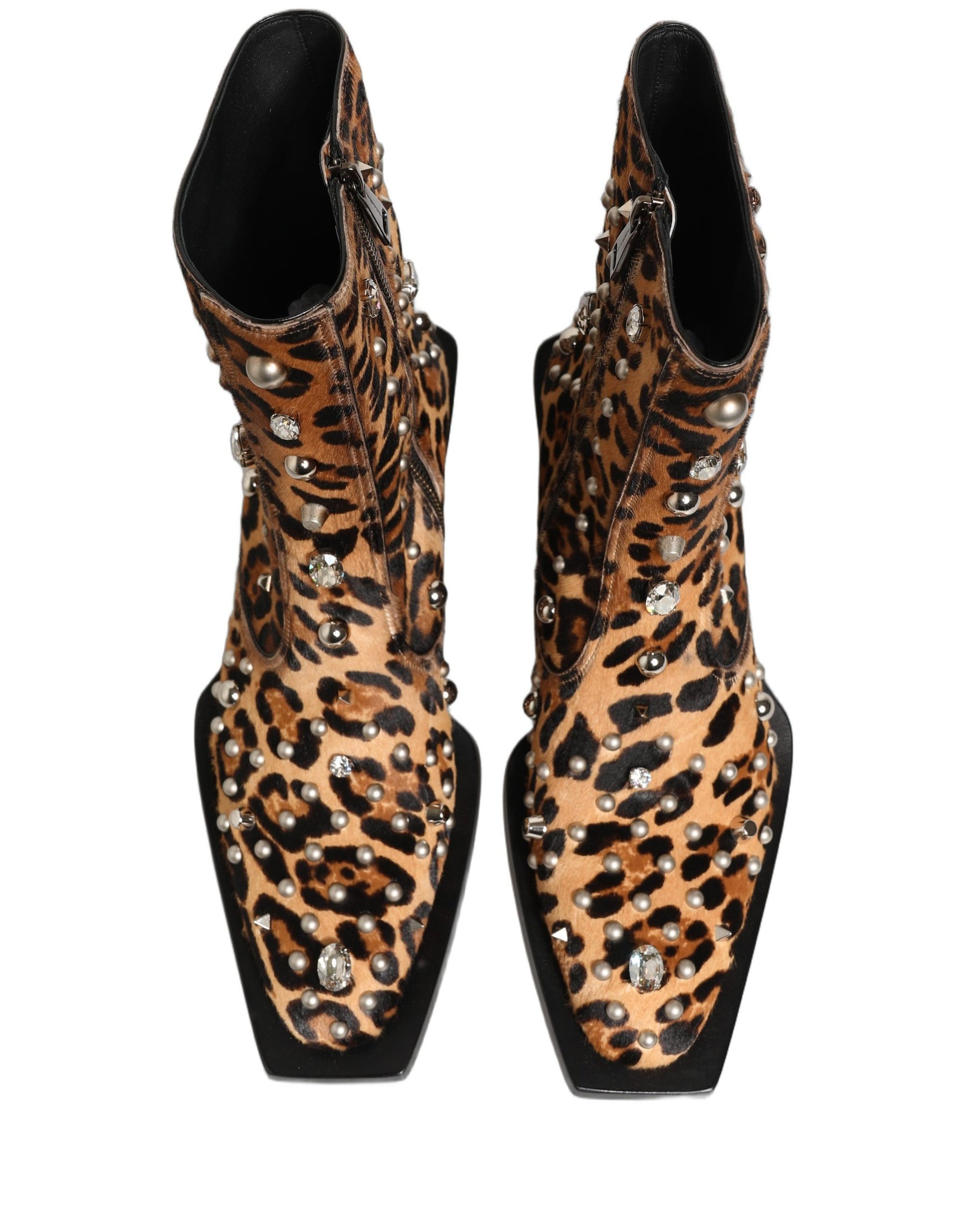 Dolce & Gabbana Brown Leopard Embellished Mid Calf Men Boots Shoes | Regal Royce