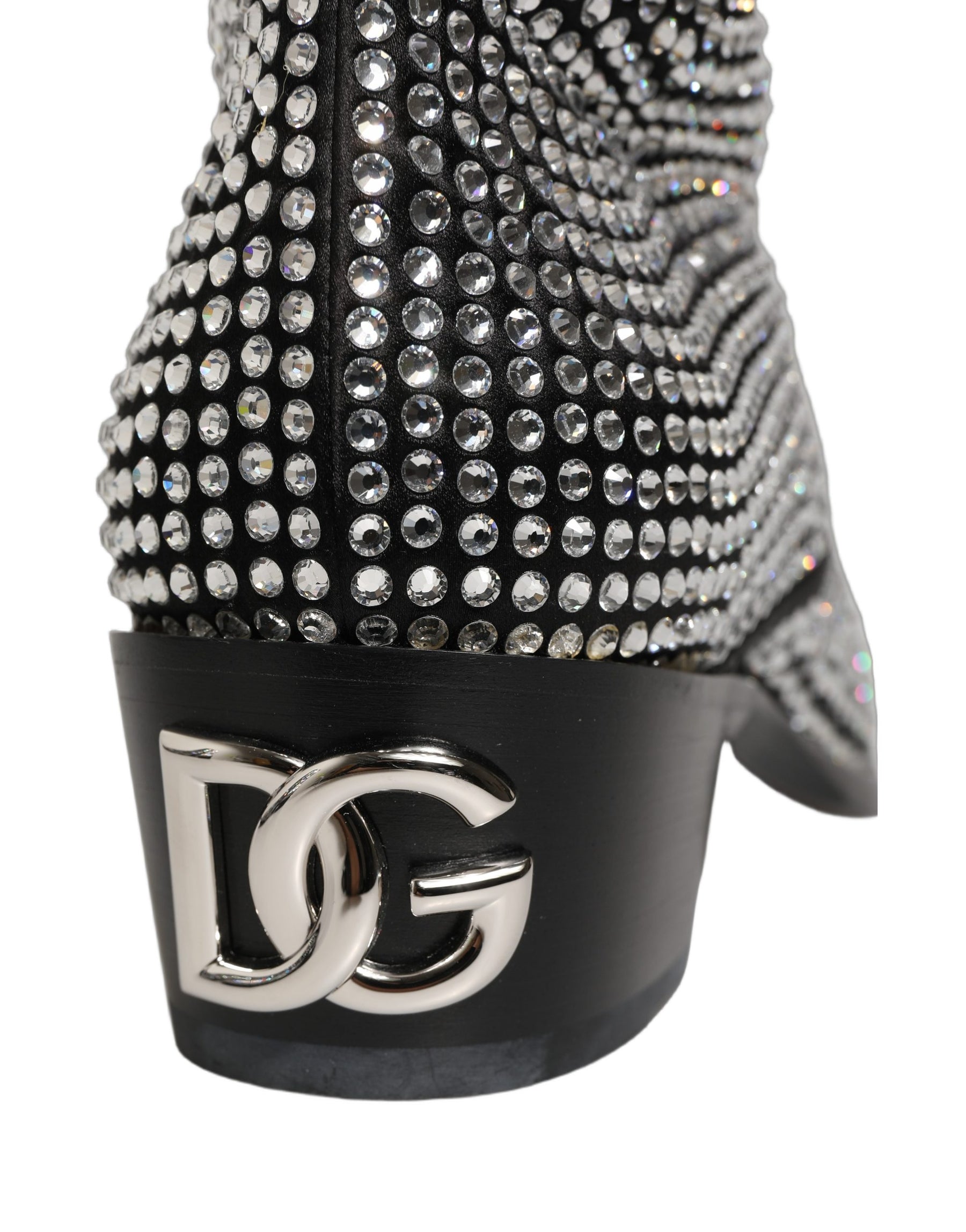 Dolce & Gabbana Black Crystal Embellished Ankle Boots Shoes | Regal Royce
