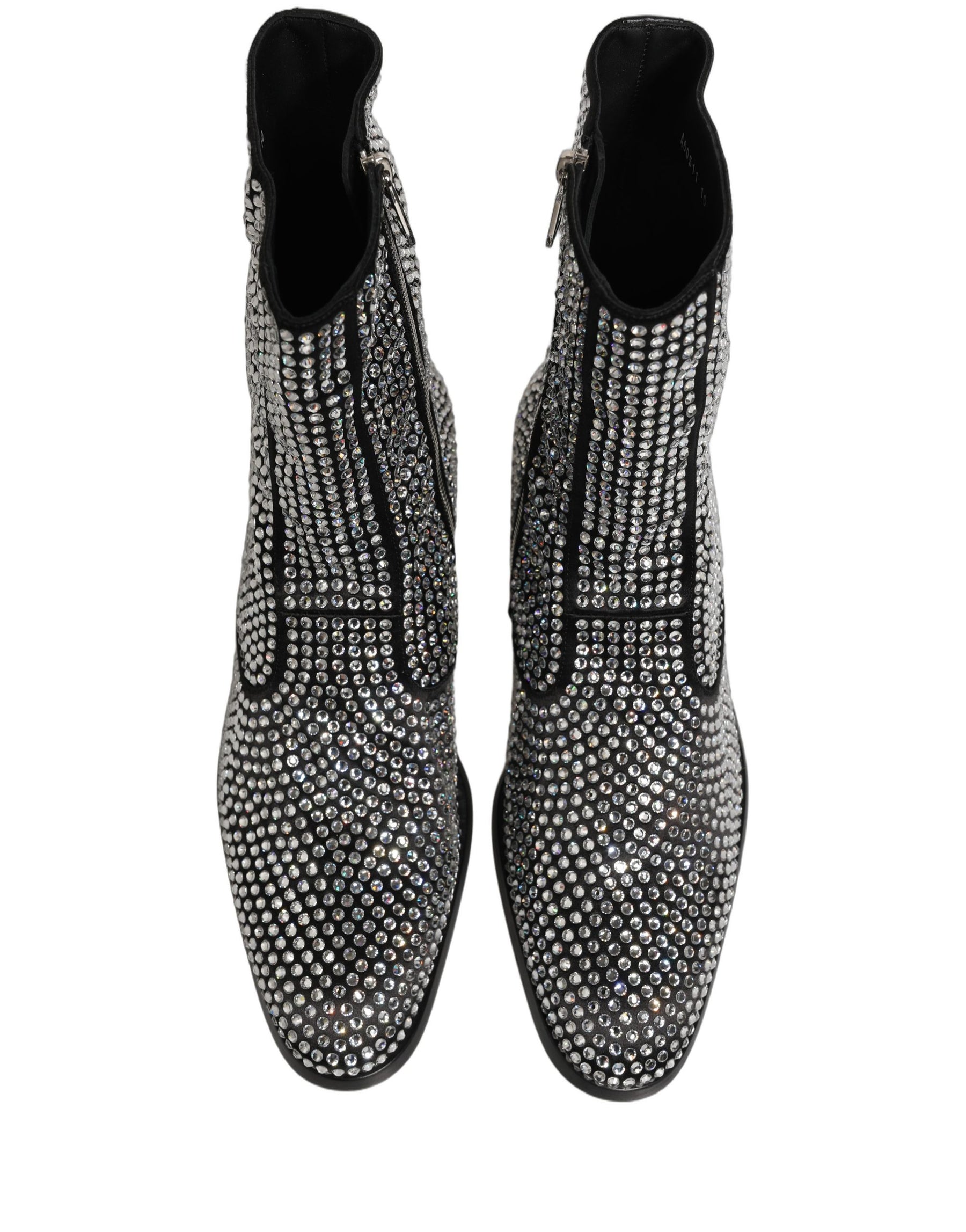 Dolce & Gabbana Black Crystal Embellished Ankle Boots Shoes | Regal Royce