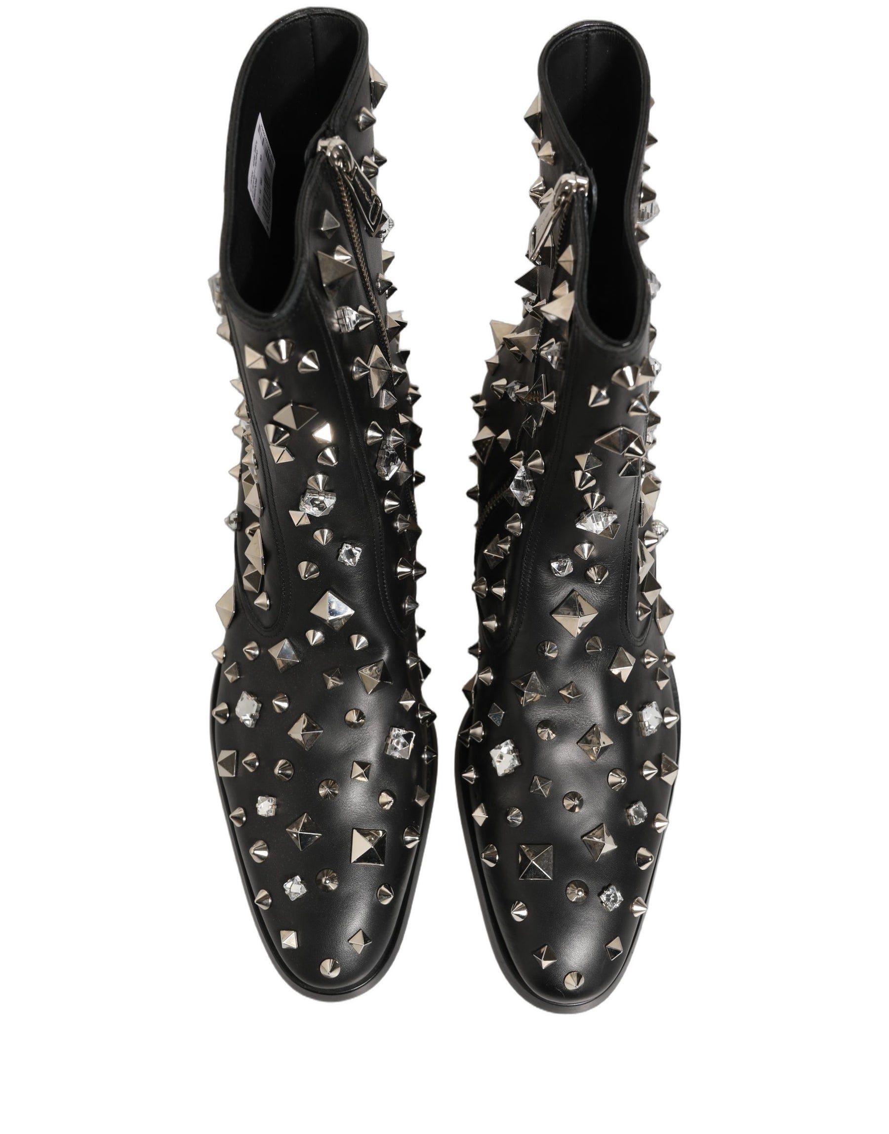 Dolce & Gabbana Black Crystal Embellished Short Boots Shoes | Regal Royce