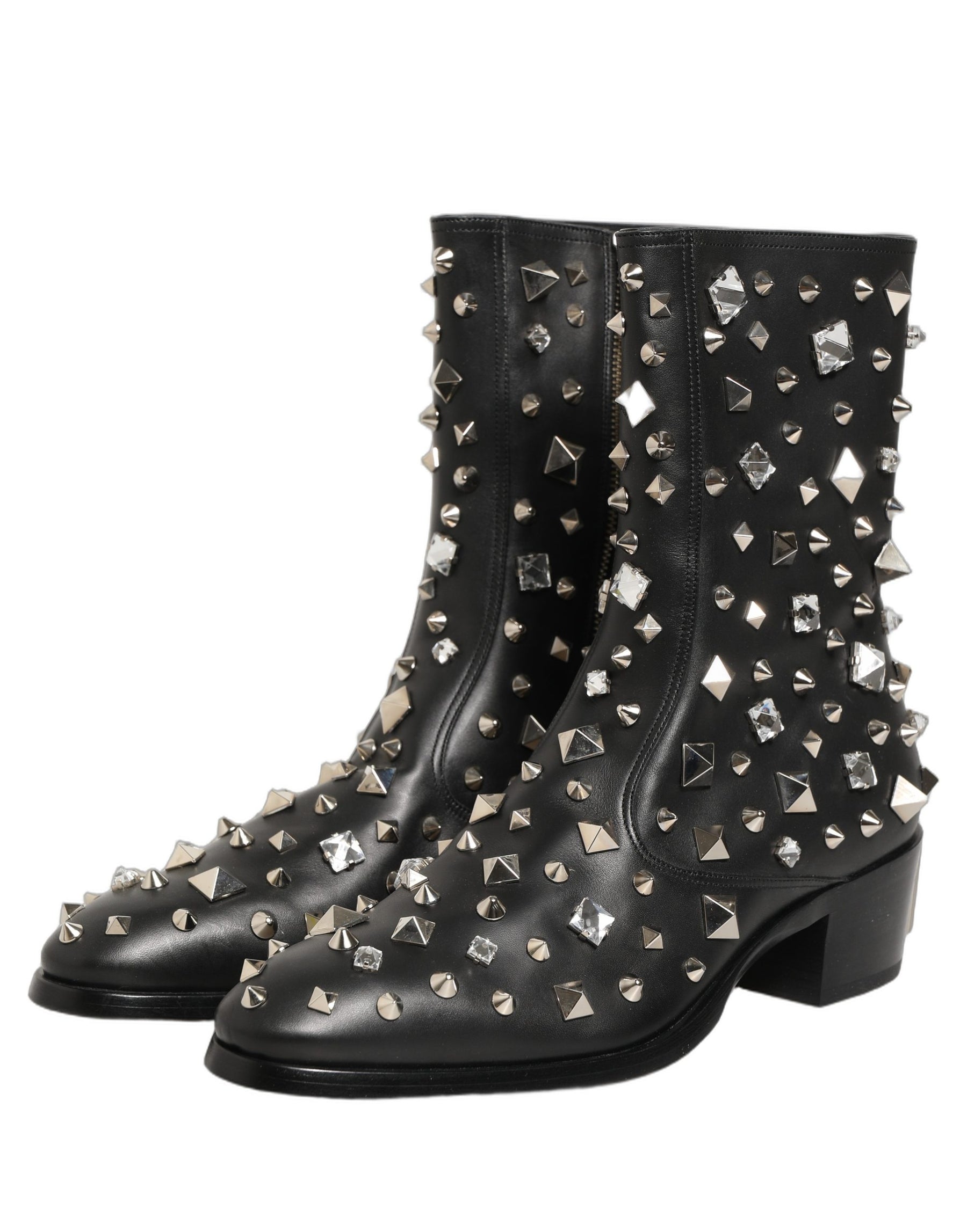 Dolce & Gabbana Black Crystal Embellished Short Boots Shoes | Regal Royce