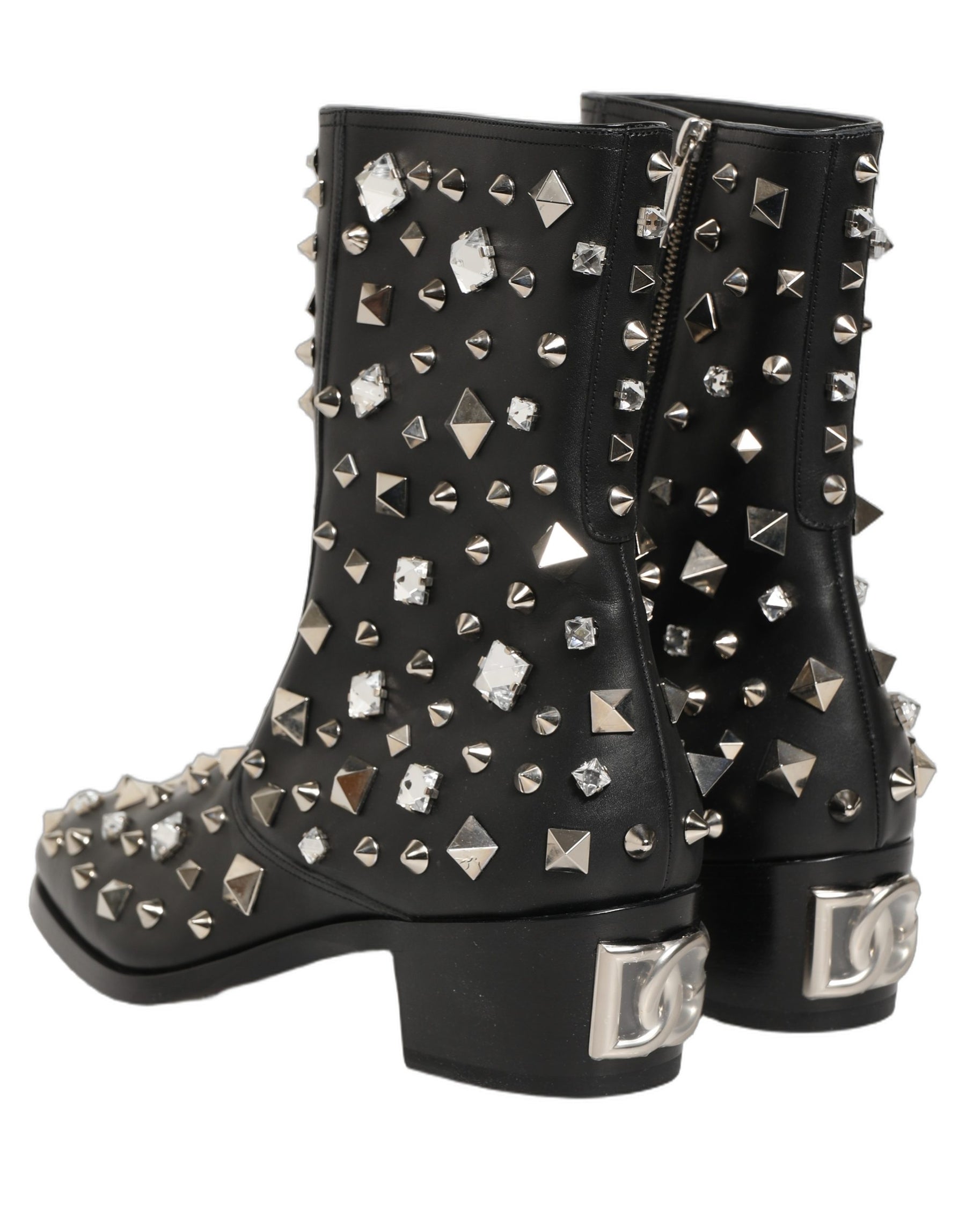 Dolce & Gabbana Black Crystal Embellished Short Boots Shoes | Regal Royce