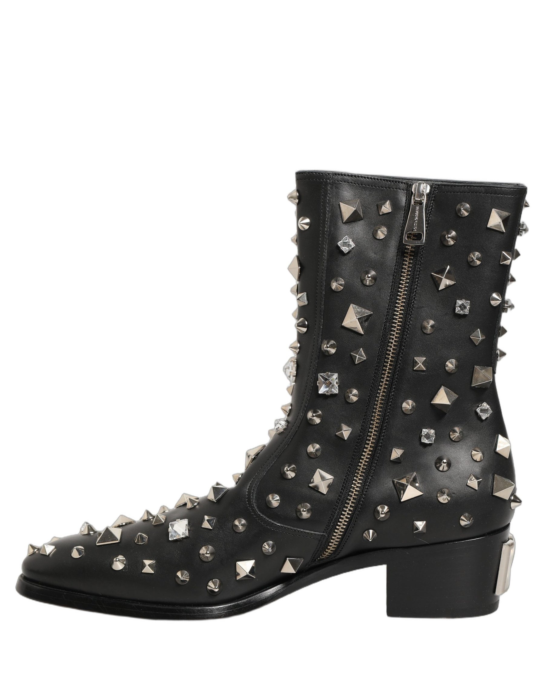 Dolce & Gabbana Black Crystal Embellished Short Boots Shoes | Regal Royce