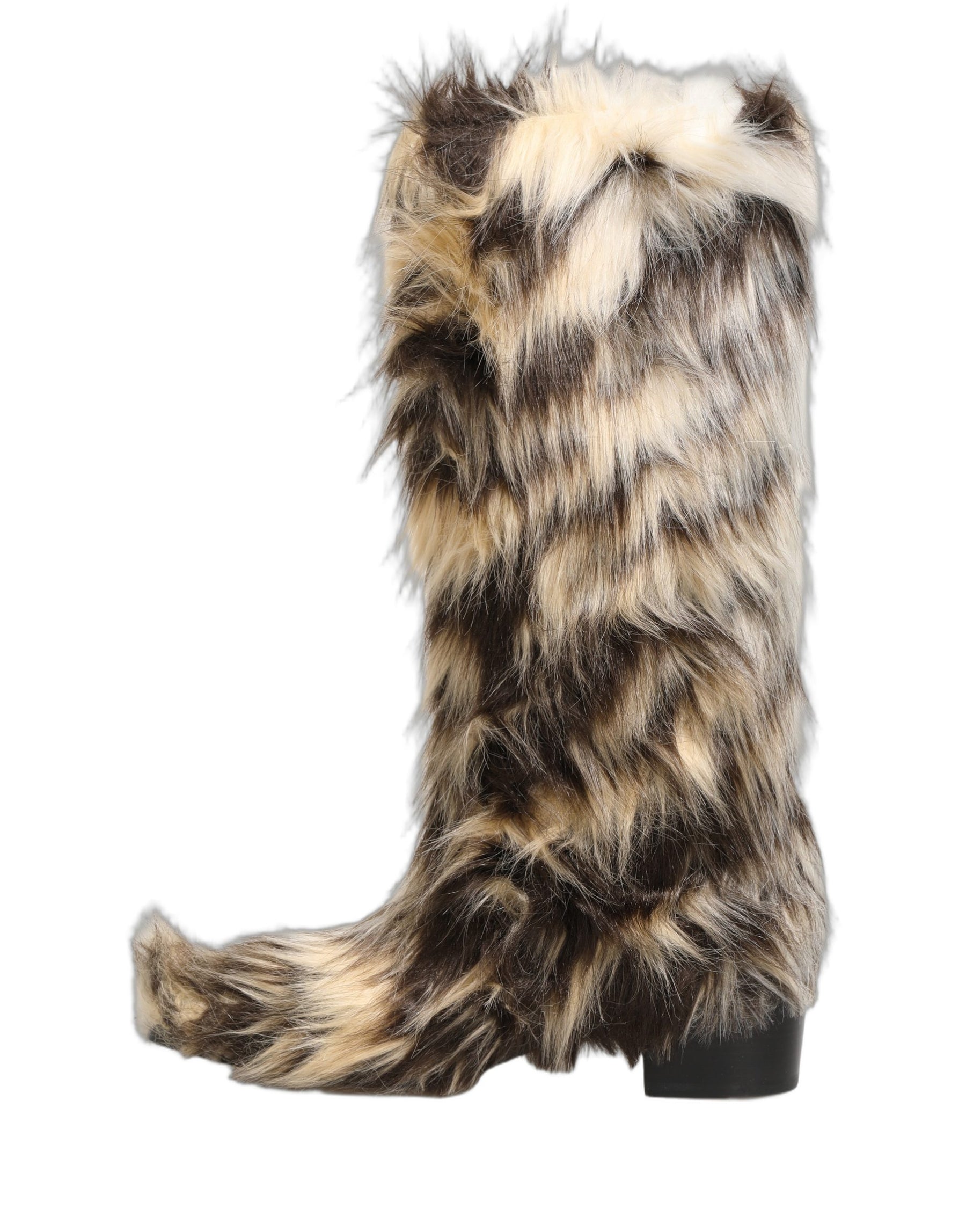 Dolce & Gabbana Multicolor Knee High Faux Fur Boots Shoes | Regal Royce