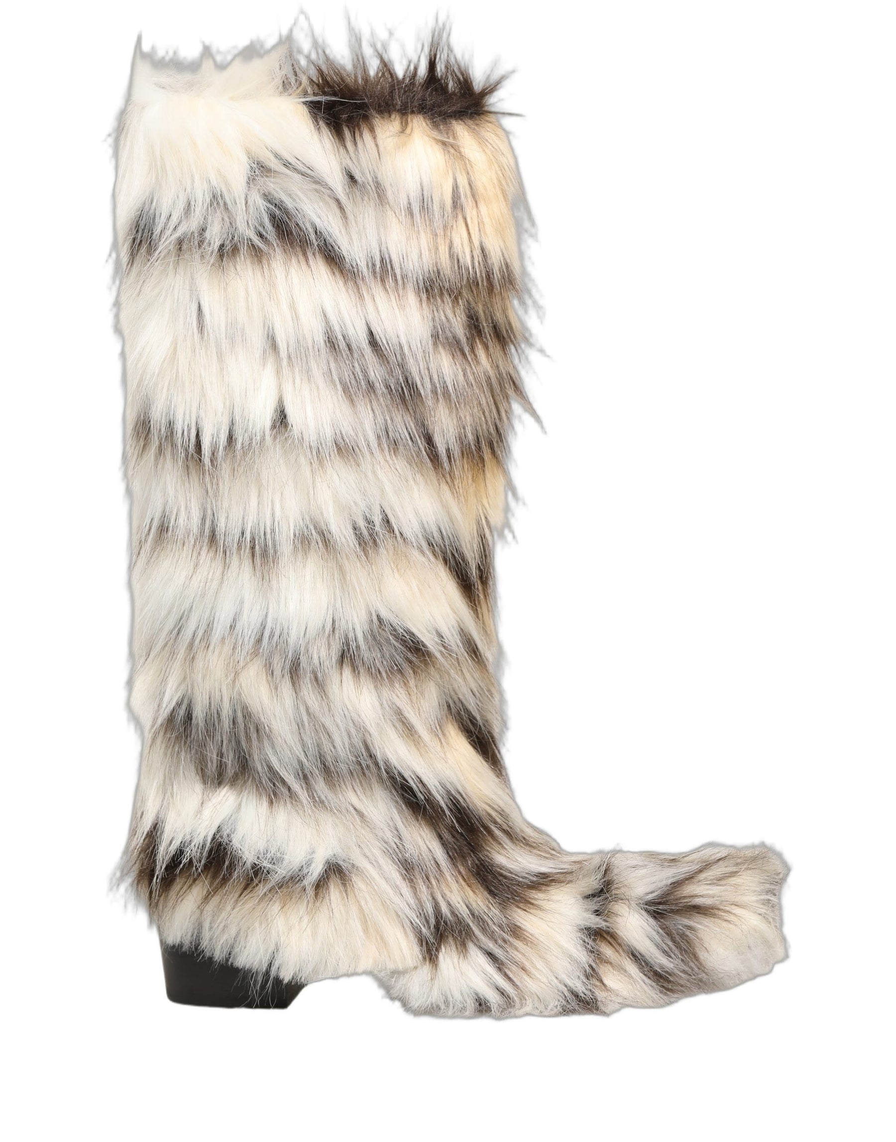 Dolce & Gabbana Multicolor Knee High Faux Fur Boots Shoes | Regal Royce