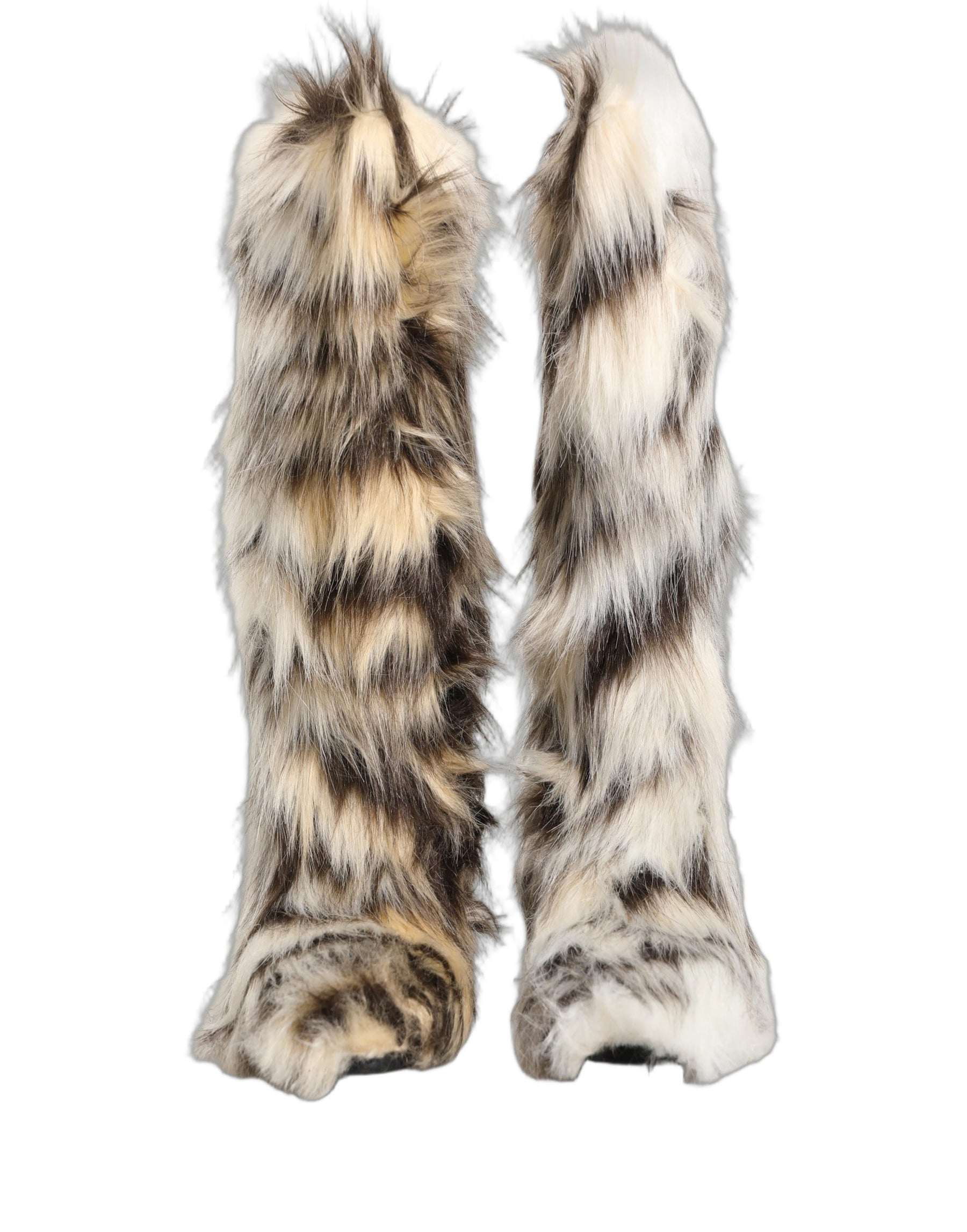 Dolce & Gabbana Multicolor Knee High Faux Fur Boots Shoes | Regal Royce