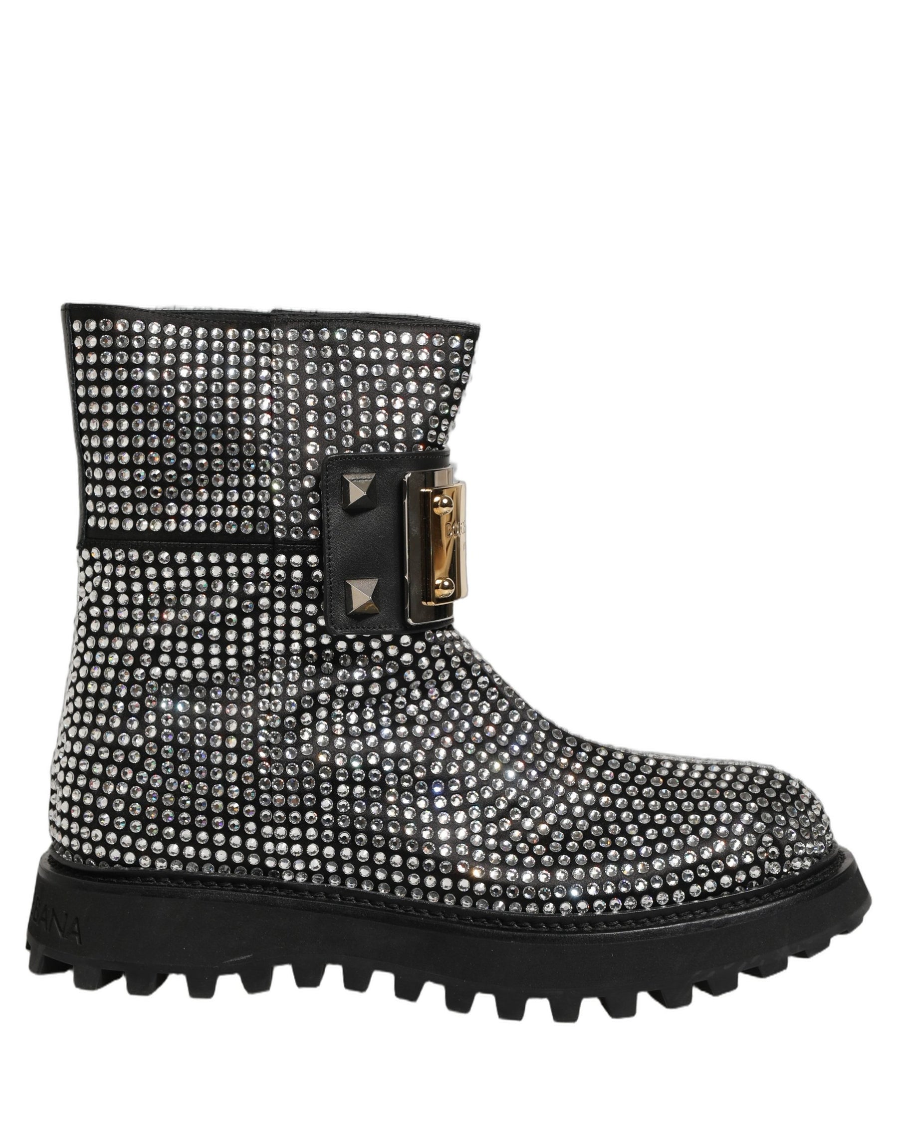 Dolce & Gabbana Black Crystal Embellished Short Boots Shoes | Regal Royce