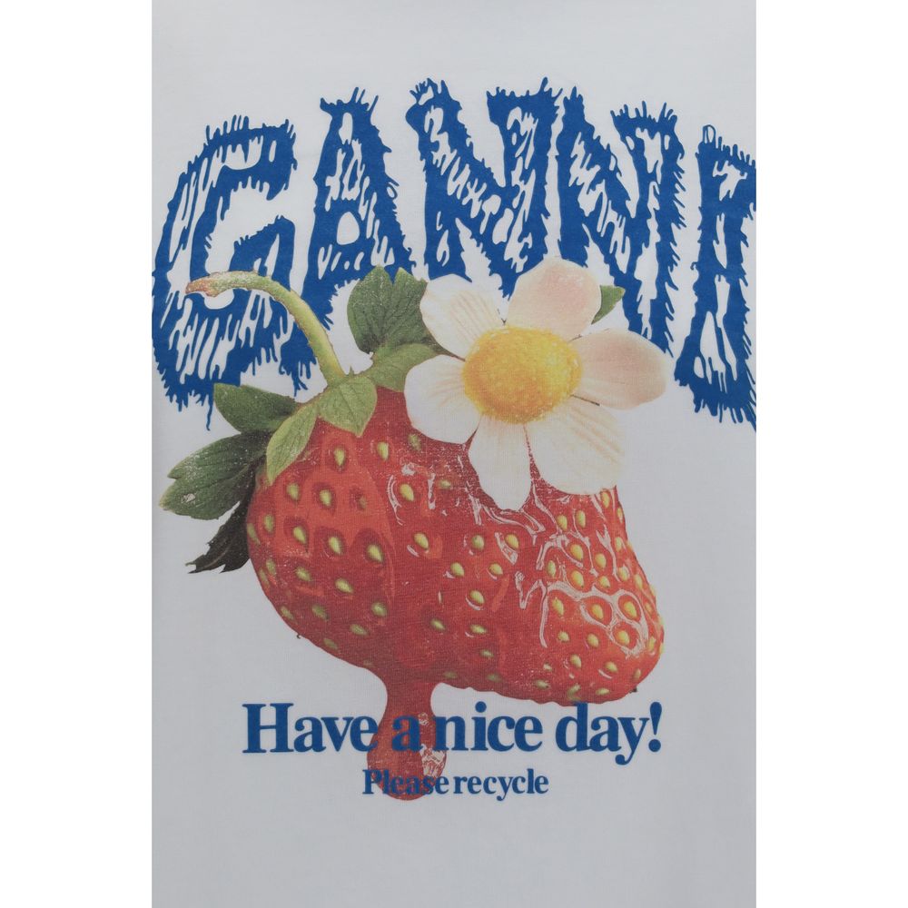 Ganni White Cotton Long Sleeve T-Shirt | Regal Royce