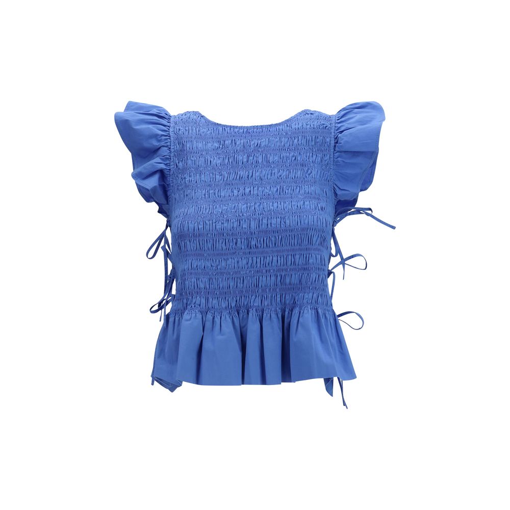 Ganni Blue Cotton Blouse | Regal Royce
