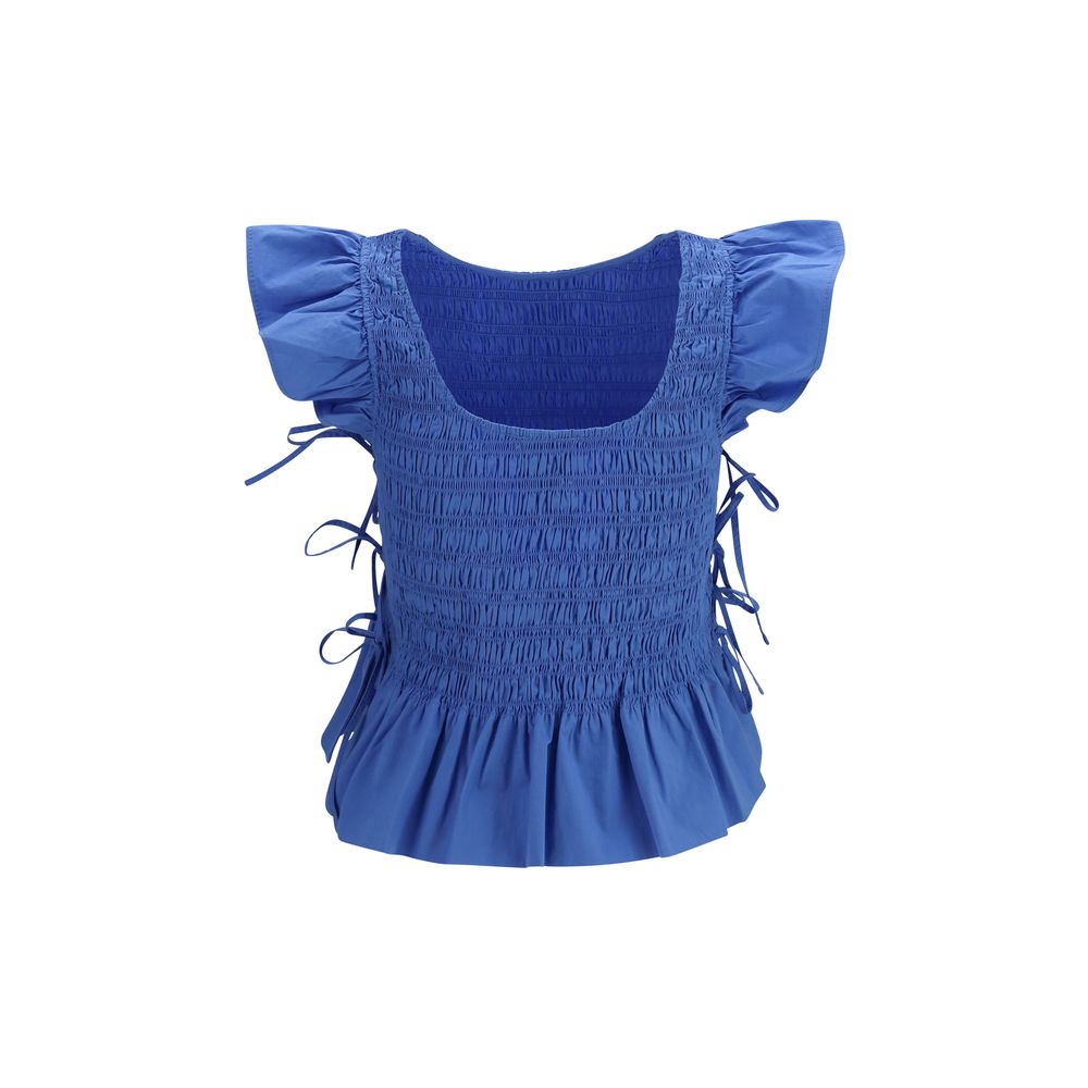 Ganni Blue Cotton Blouse | Regal Royce