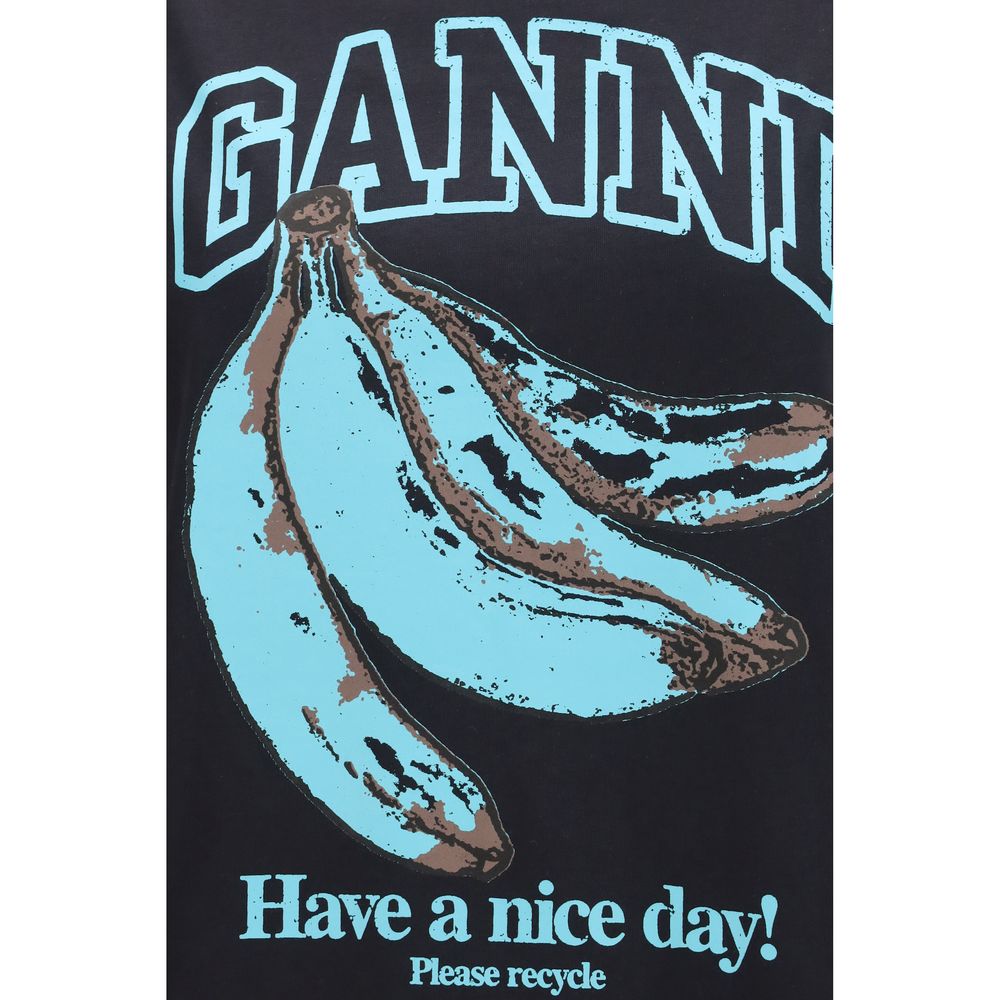 Ganni Black Cotton T-Shirt | Regal Royce
