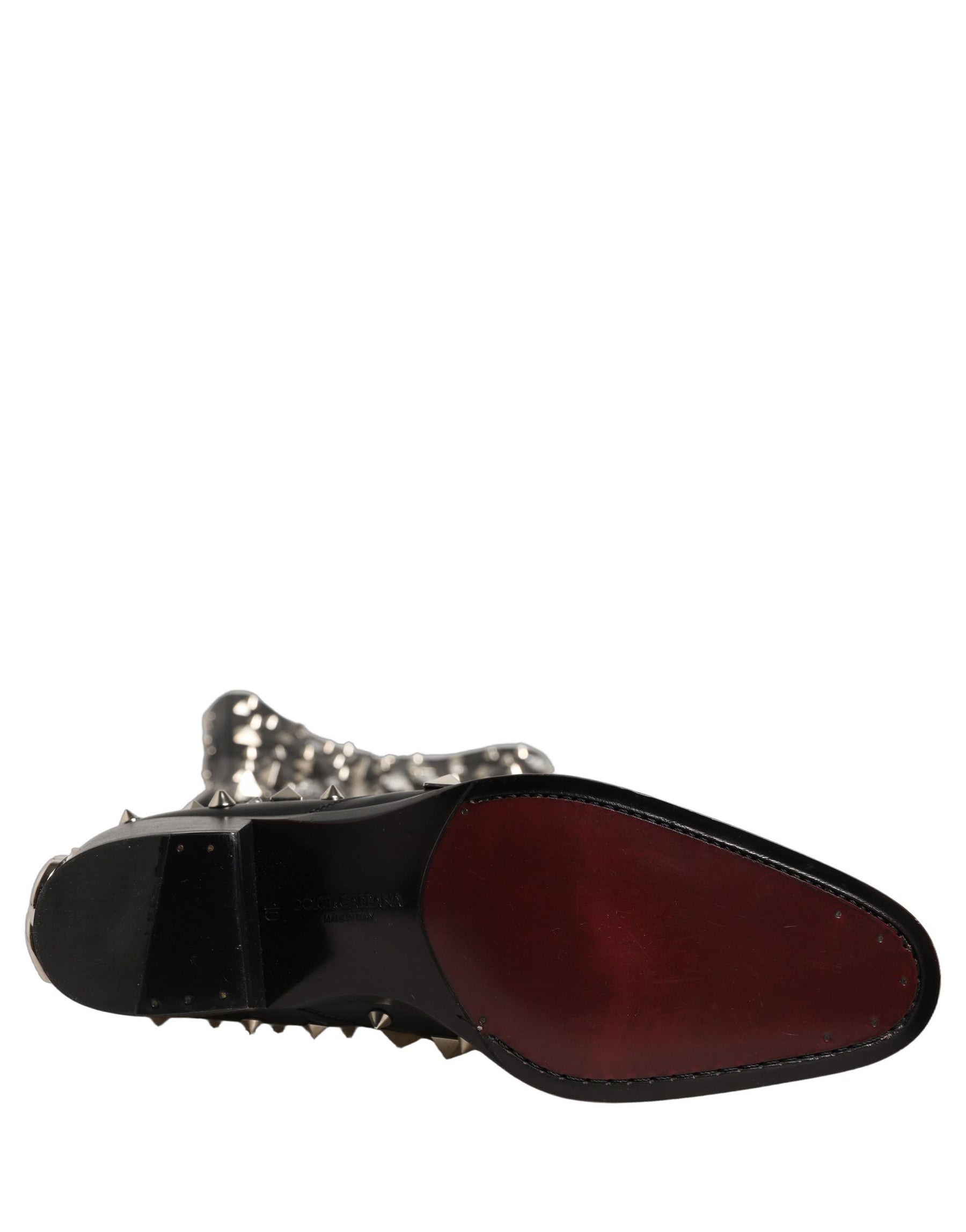 Dolce & Gabbana Black Crystal Embellished High Boots Shoes | Regal Royce