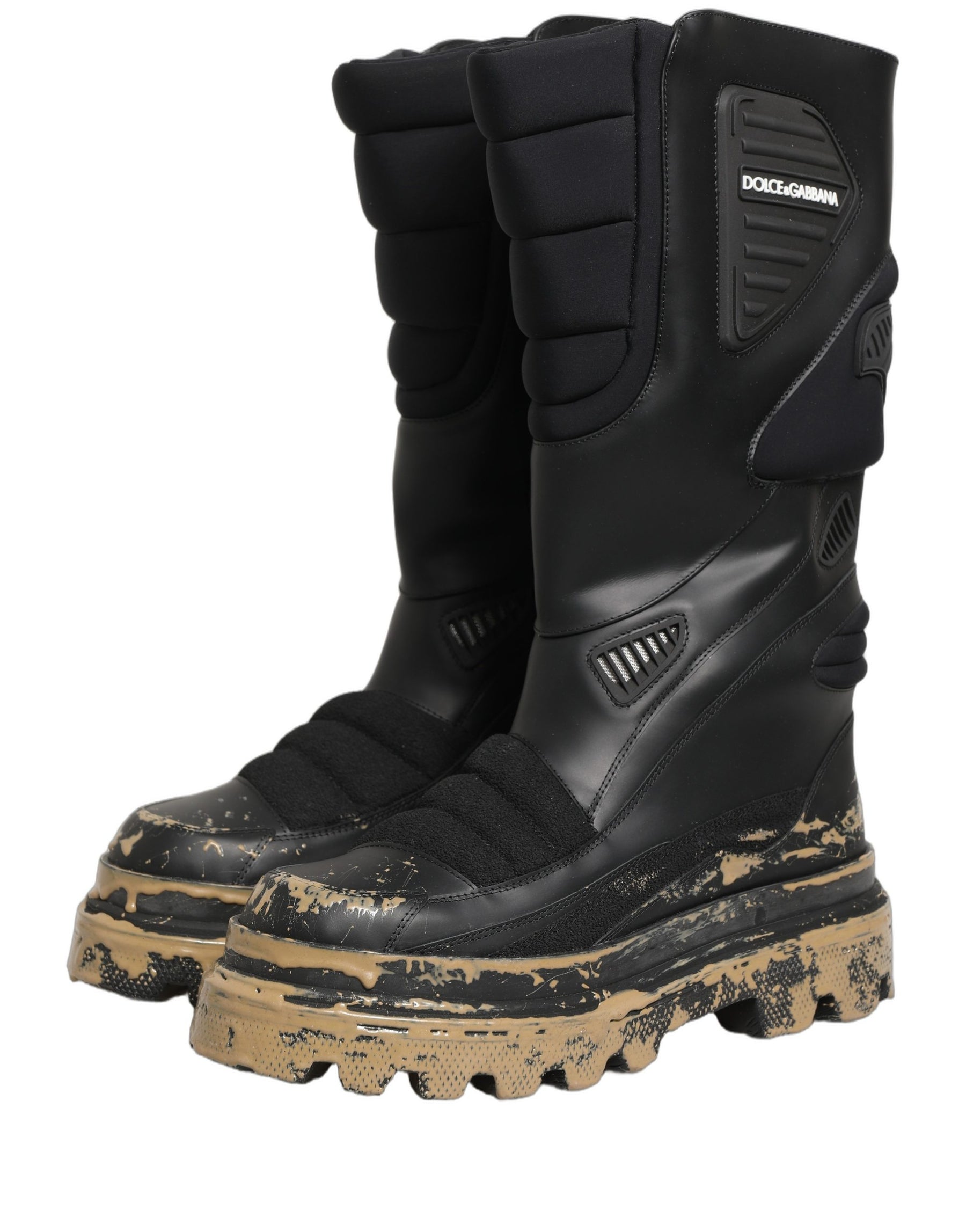 Dolce & Gabbana Black Leather Biker Mid Calf Men Boots Shoes | Regal Royce