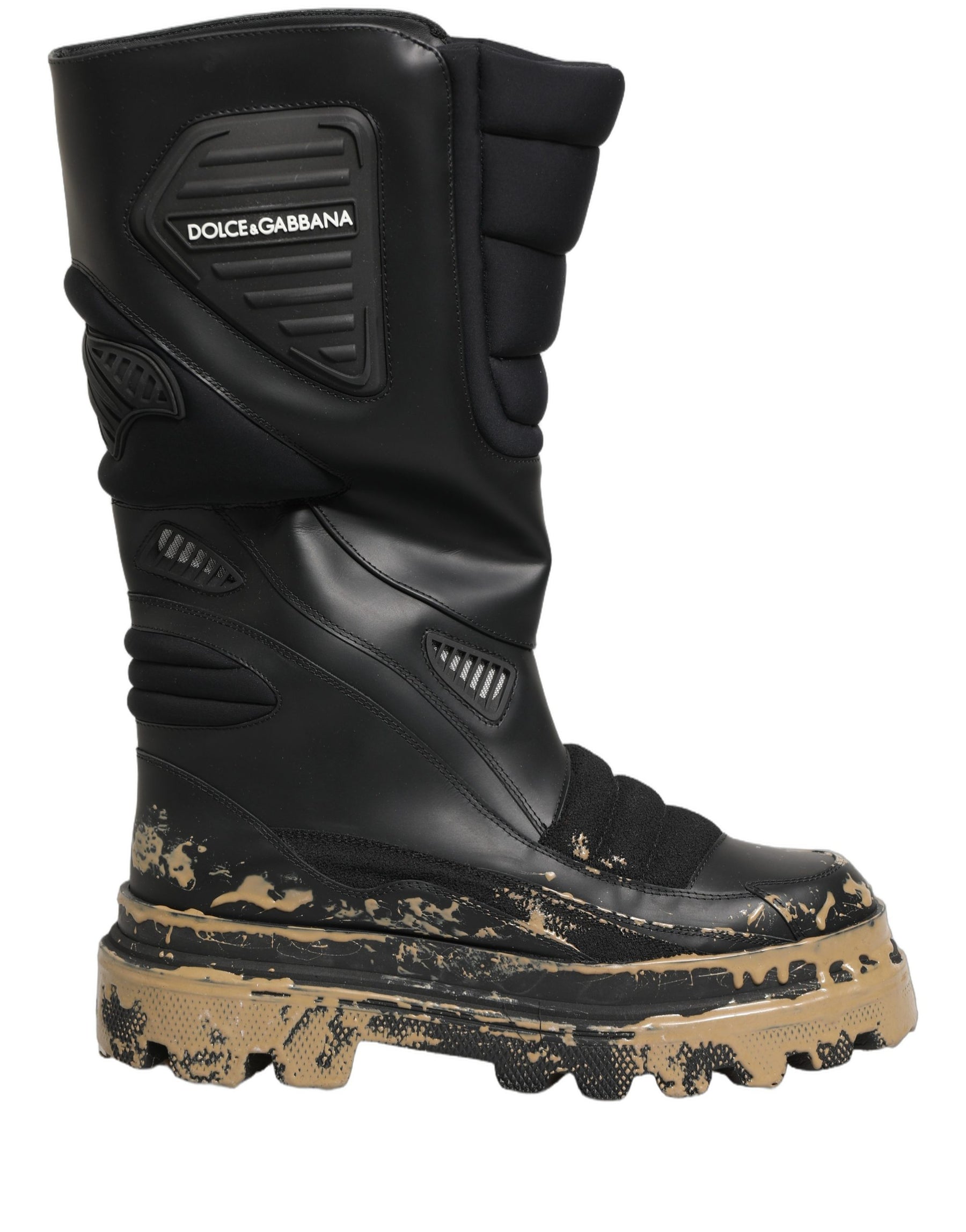 Dolce & Gabbana Black Leather Biker Mid Calf Men Boots Shoes | Regal Royce