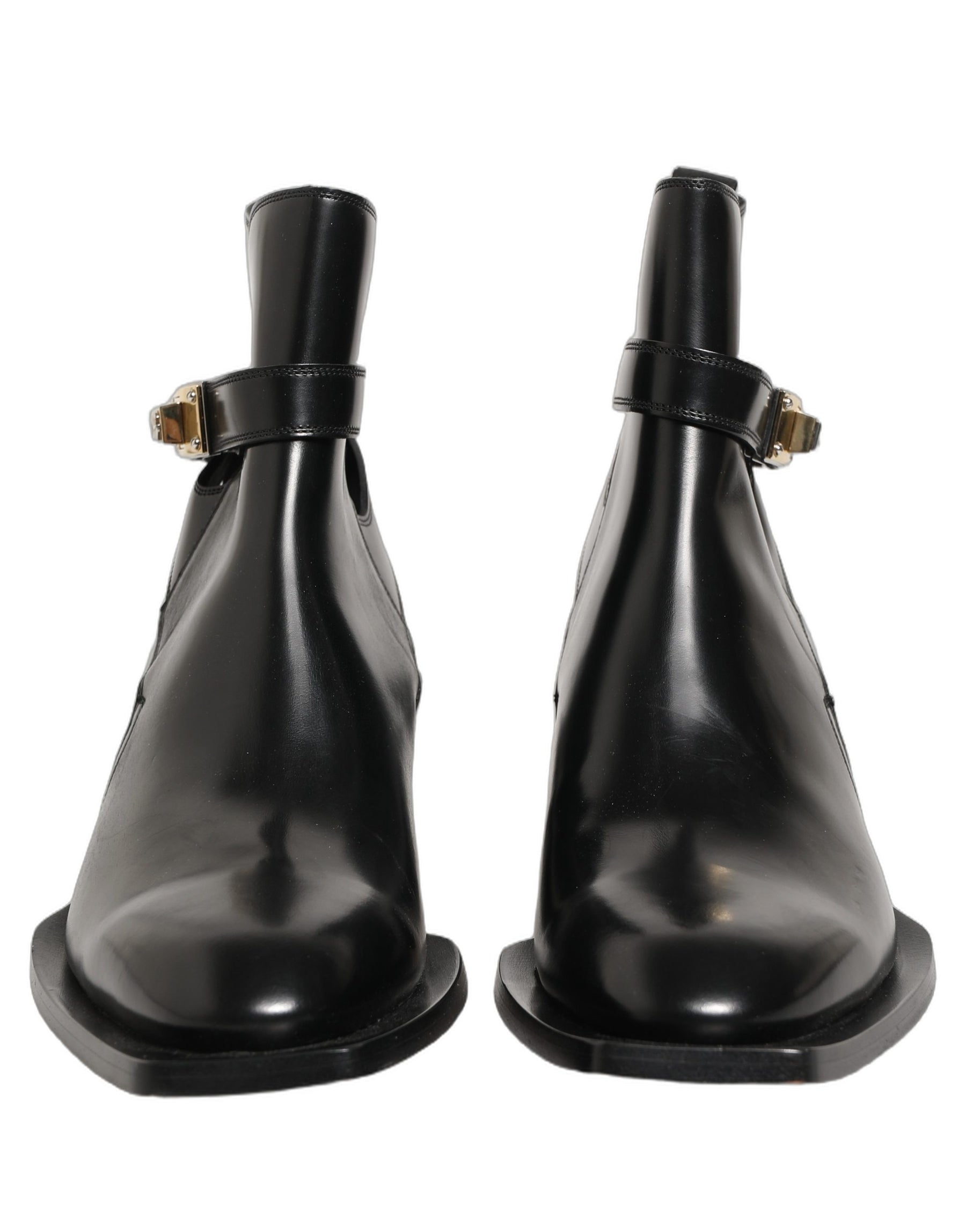 Dolce & Gabbana Black Leather DG Plaque Ankle Boots Shoes | Regal Royce