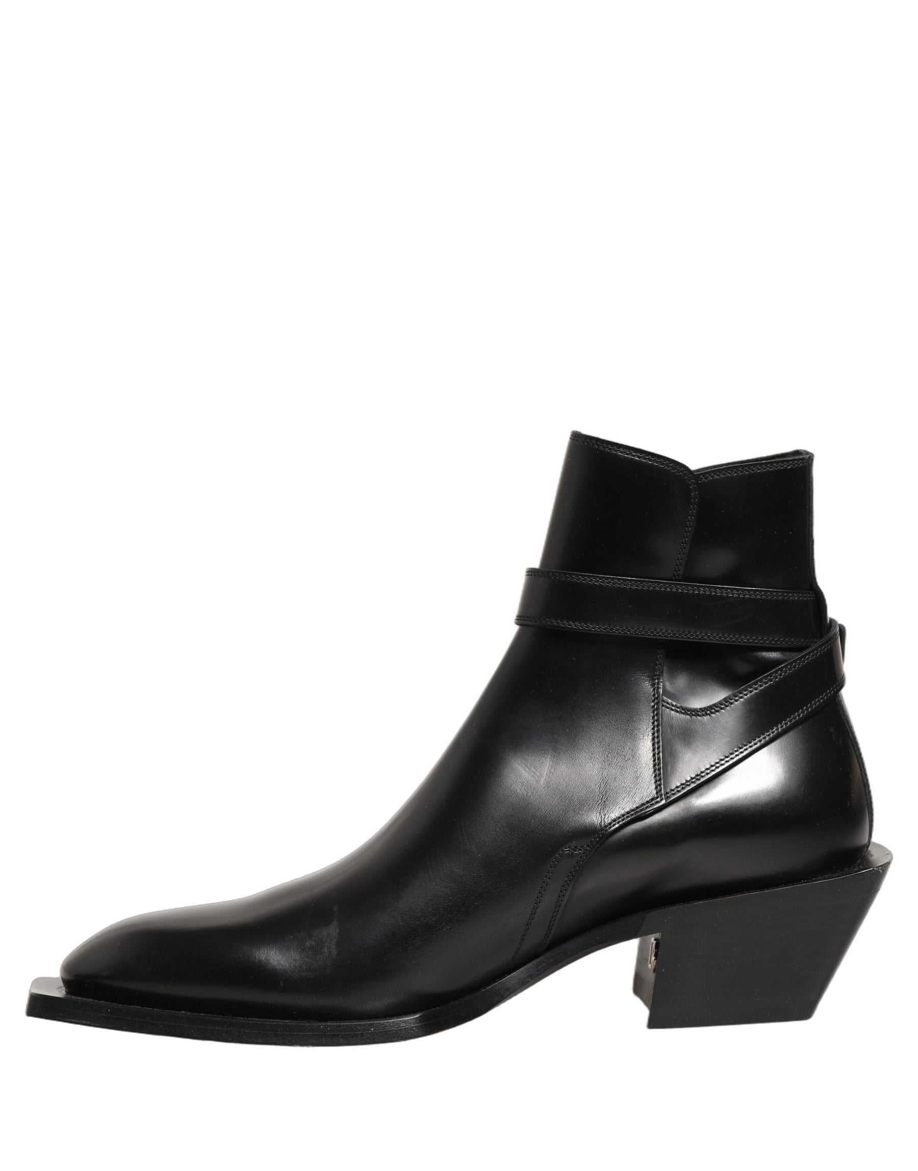 Dolce & Gabbana Black Leather DG Plaque Ankle Boots Shoes | Regal Royce