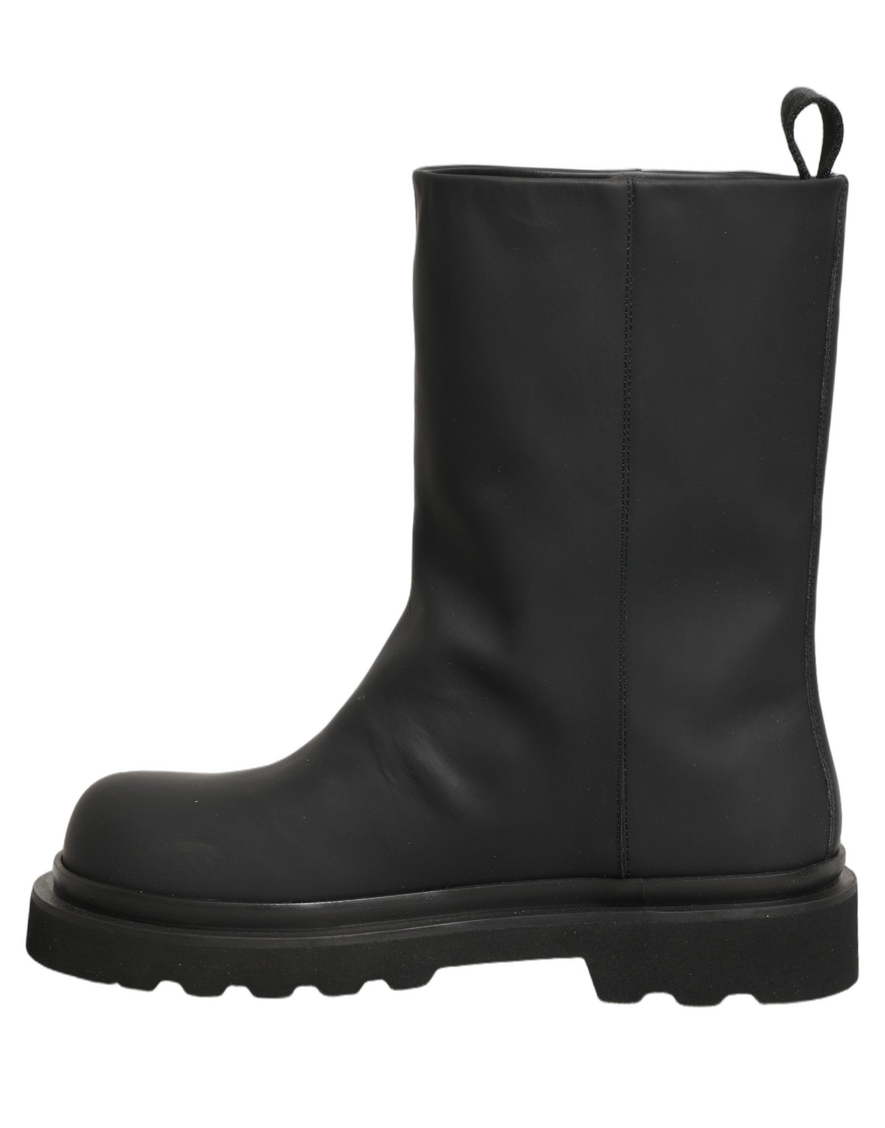 Dolce & Gabbana Black Leather Mid Calf Chunky Men Boots Shoes | Regal Royce