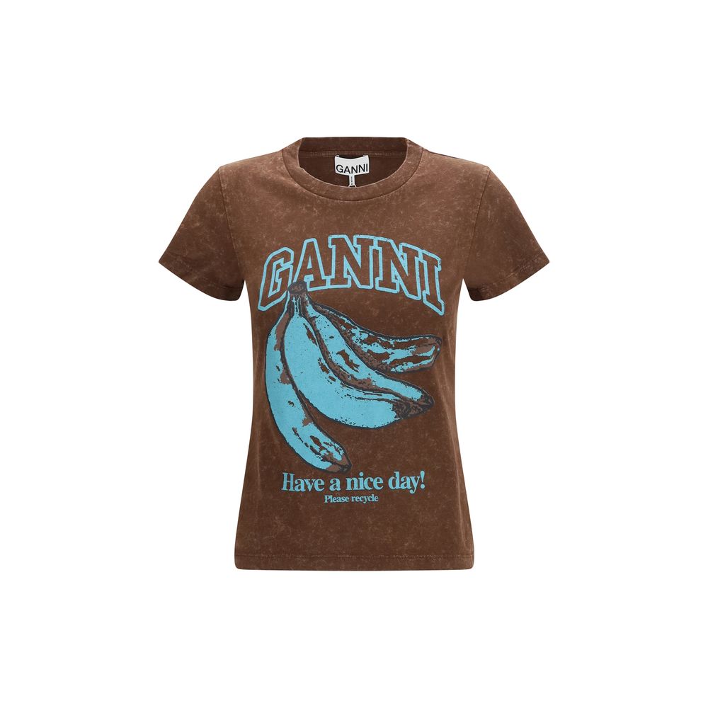 Ganni Brown Cotton T-Shirt | Regal Royce