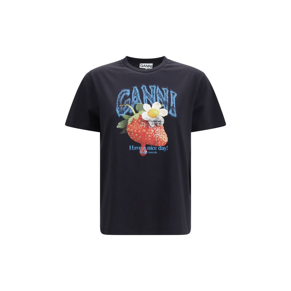 Ganni Black Cotton T-Shirt | Regal Royce