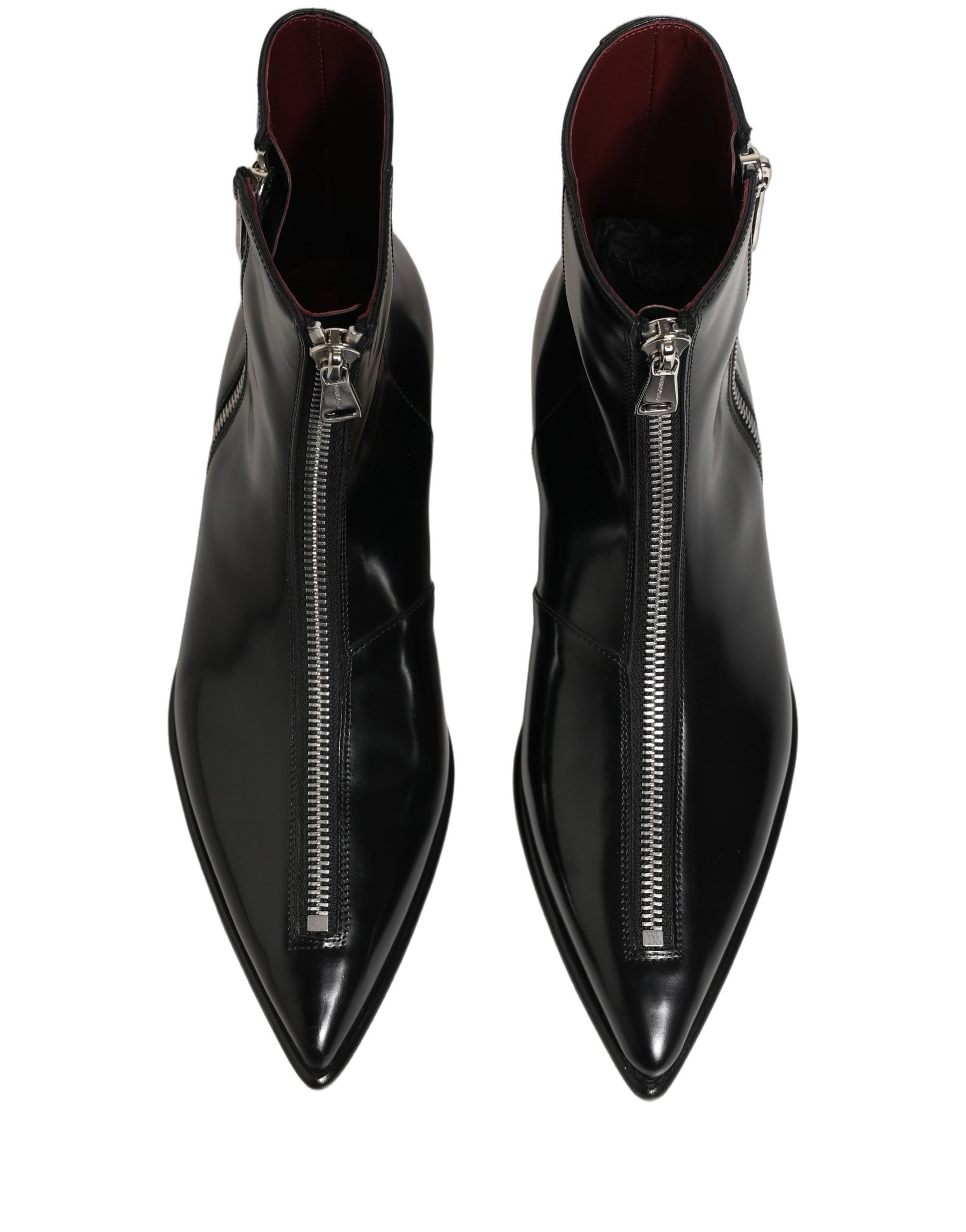 Dolce & Gabbana Black Leather Zipper Mid Calf Men Boots Shoes | Regal Royce