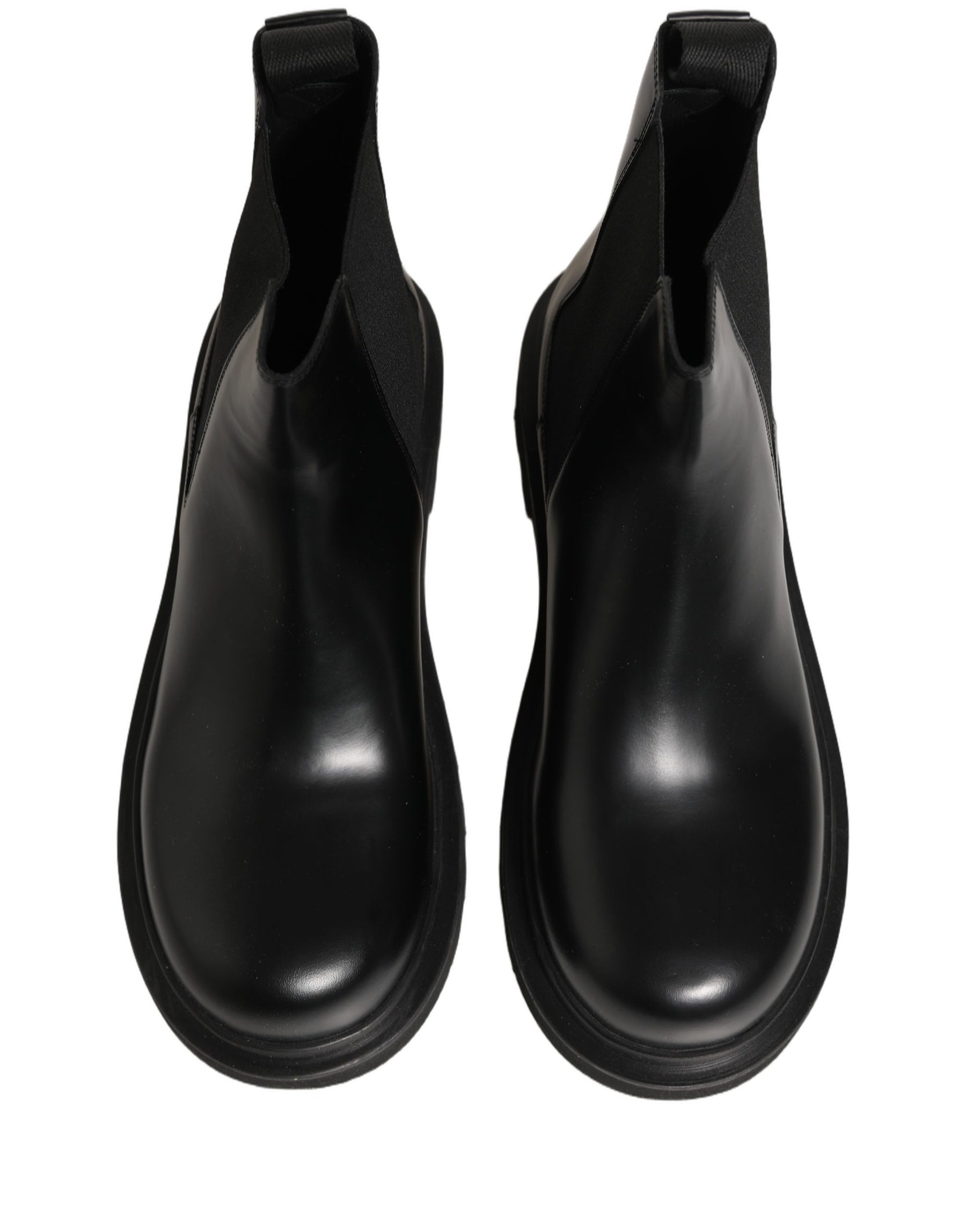 Dolce & Gabbana Black Chelsea Boots Leather Slip On Men Shoes | Regal Royce