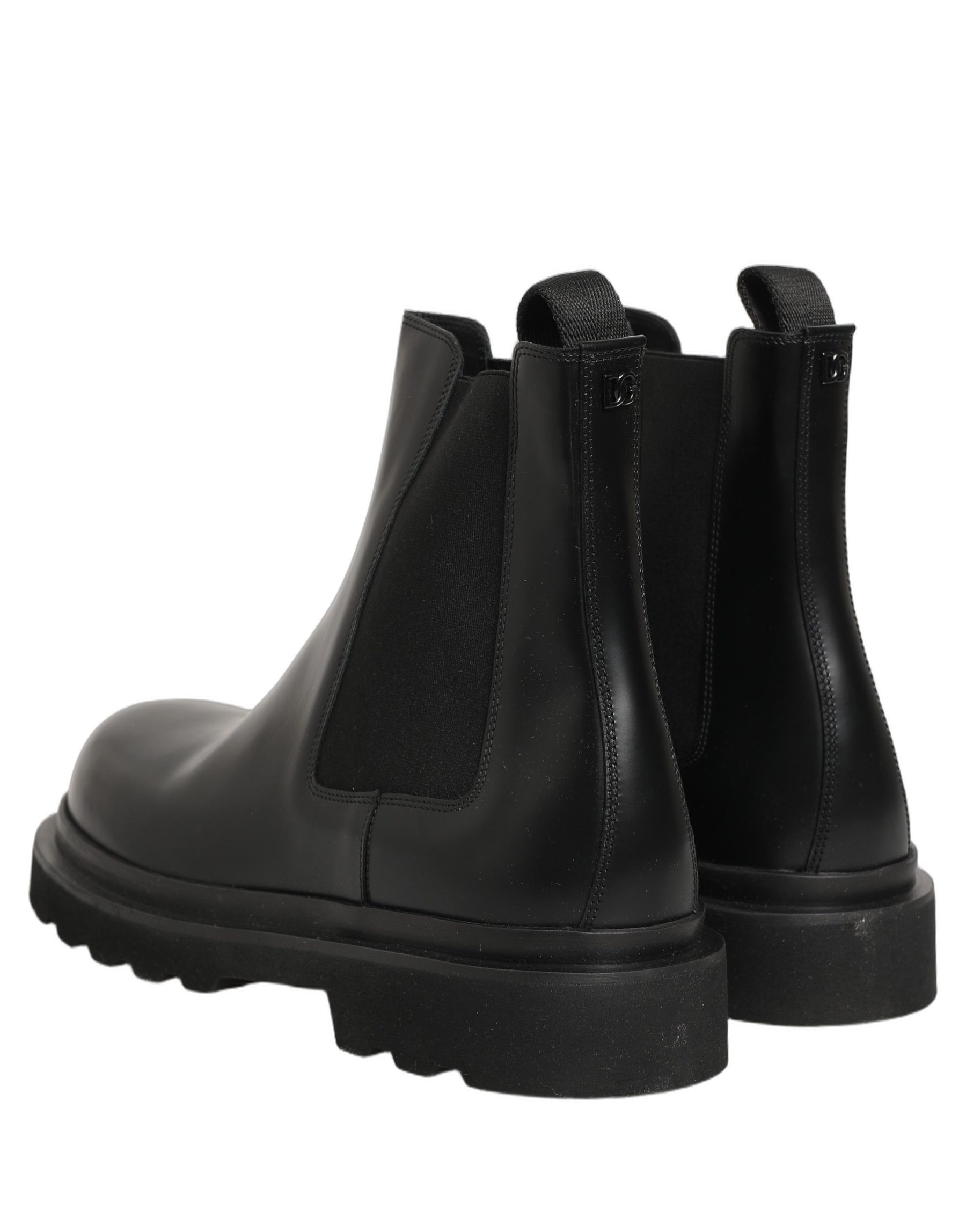 Dolce & Gabbana Black Chelsea Boots Leather Slip On Men Shoes | Regal Royce