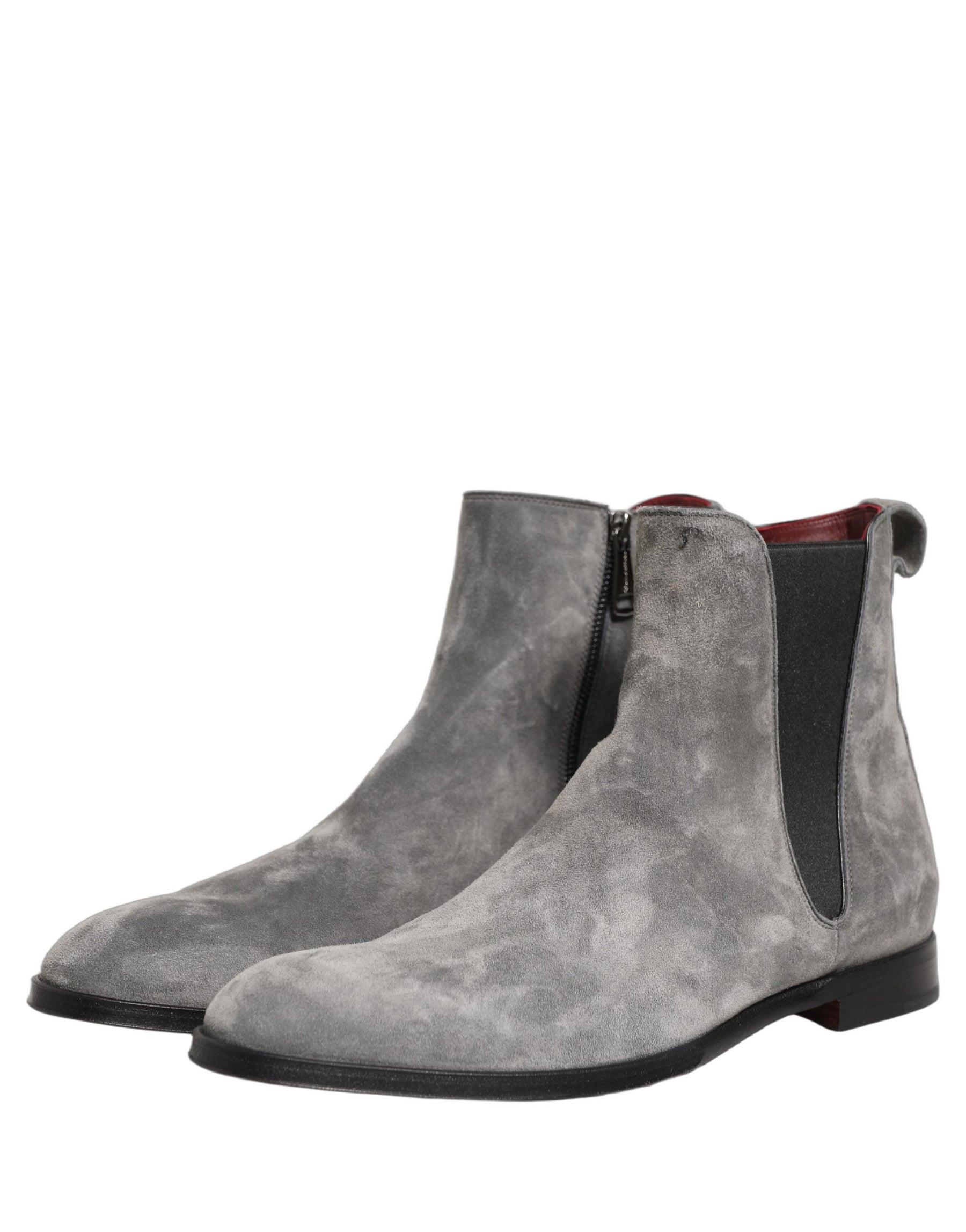 Dolce & Gabbana Gray Suede Leather Chelsea Boots Shoes | Regal Royce