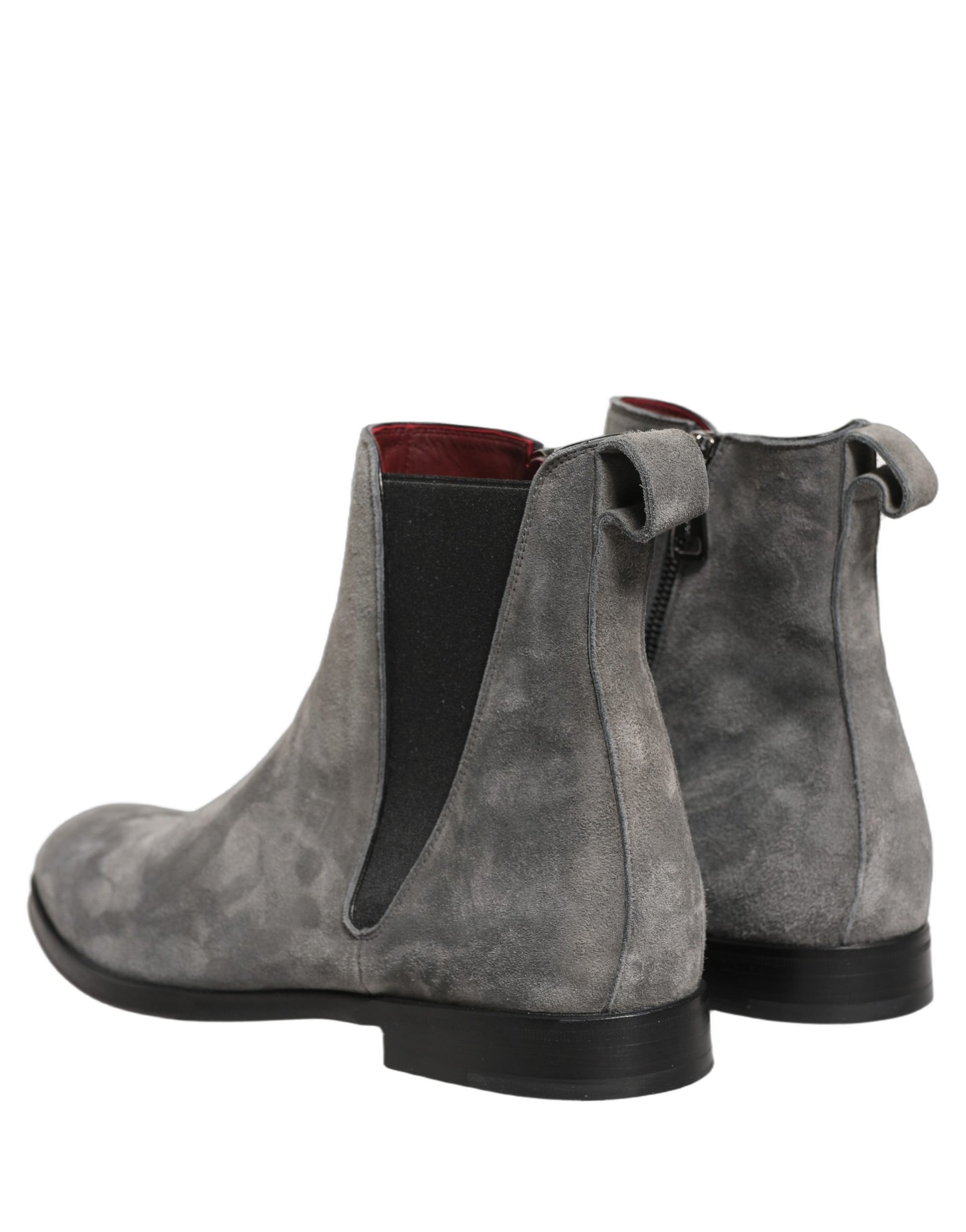 Dolce & Gabbana Gray Suede Leather Chelsea Boots Shoes | Regal Royce