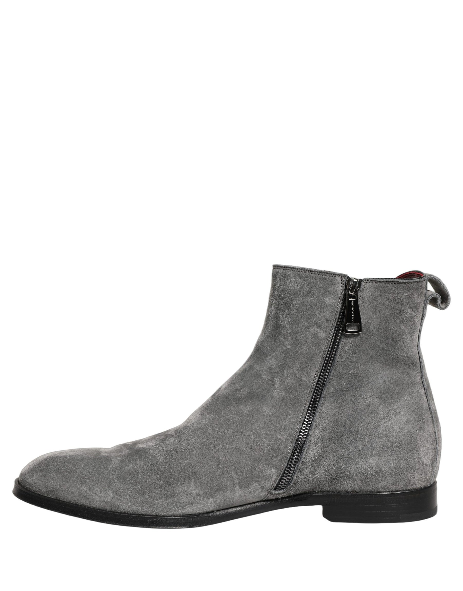 Dolce & Gabbana Gray Suede Leather Chelsea Boots Shoes | Regal Royce