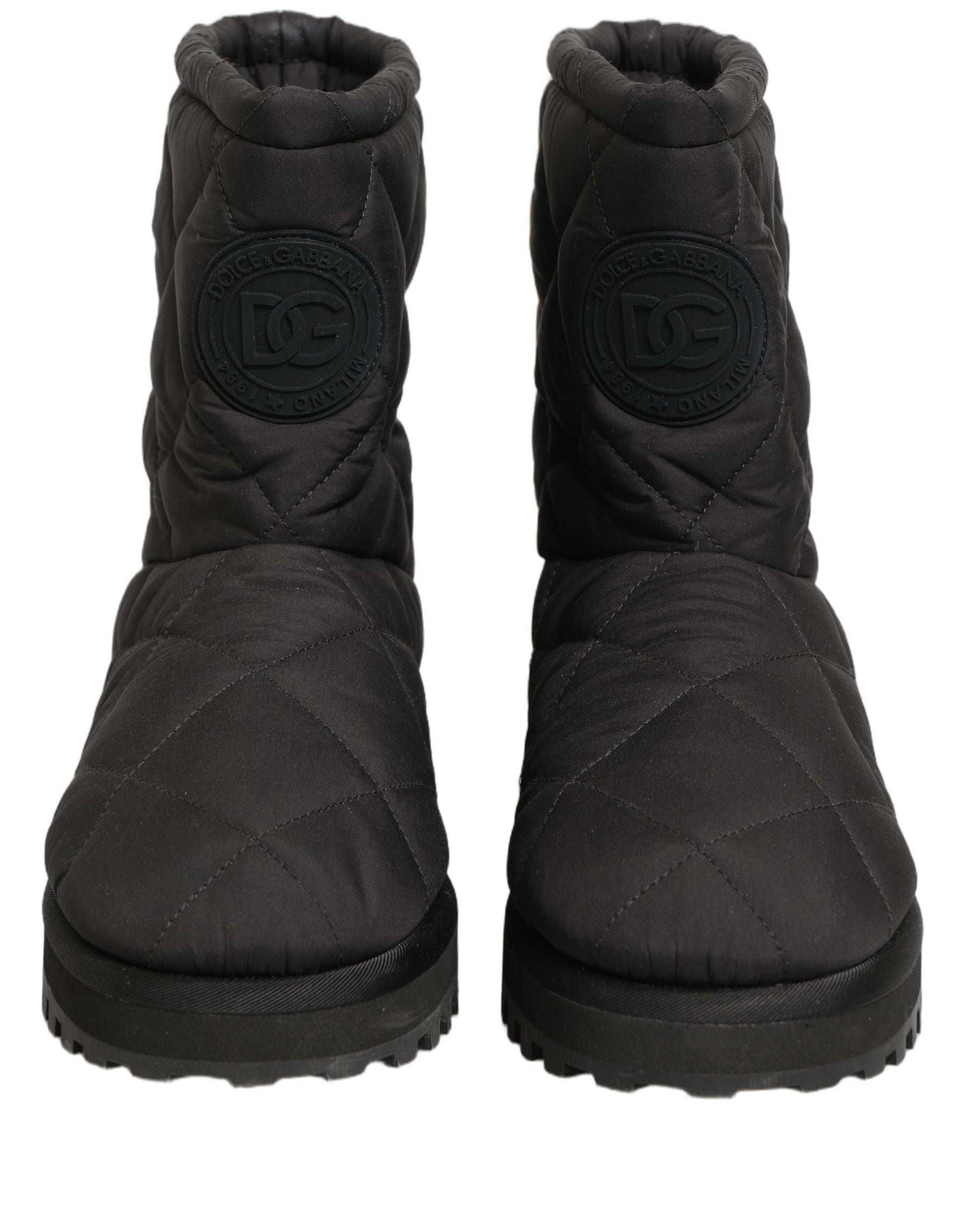 Dolce & Gabbana Black Quilted Effect Mid Calf Boots Shoes | Regal Royce