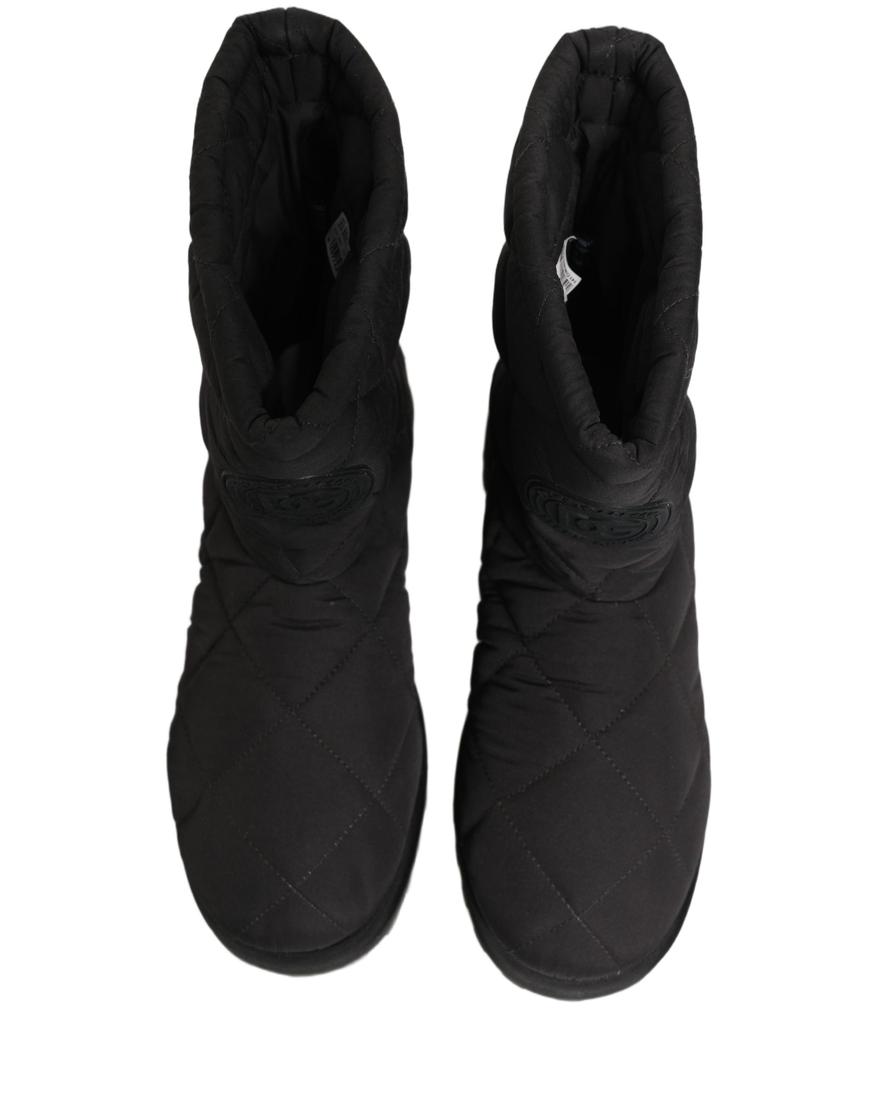 Dolce & Gabbana Black Quilted Effect Mid Calf Boots Shoes | Regal Royce