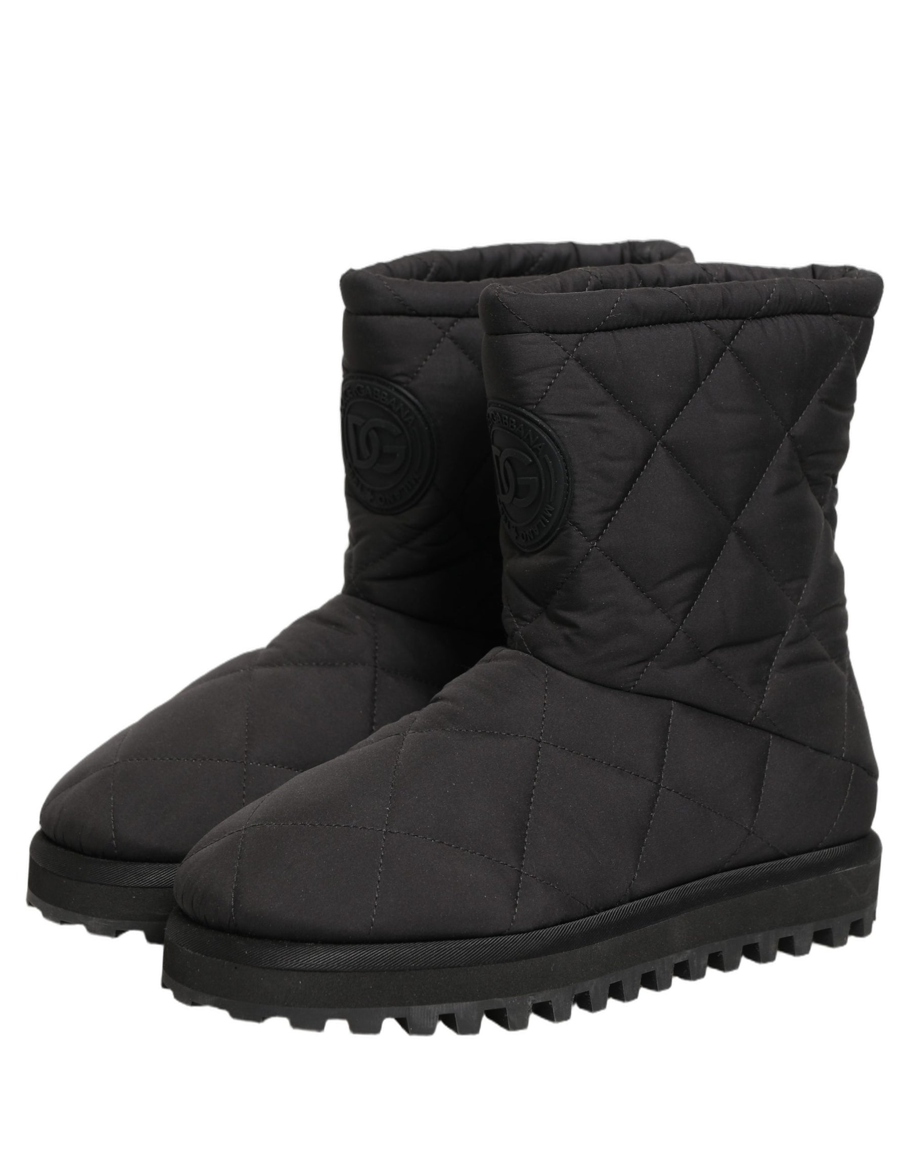 Dolce & Gabbana Black Quilted Effect Mid Calf Boots Shoes | Regal Royce