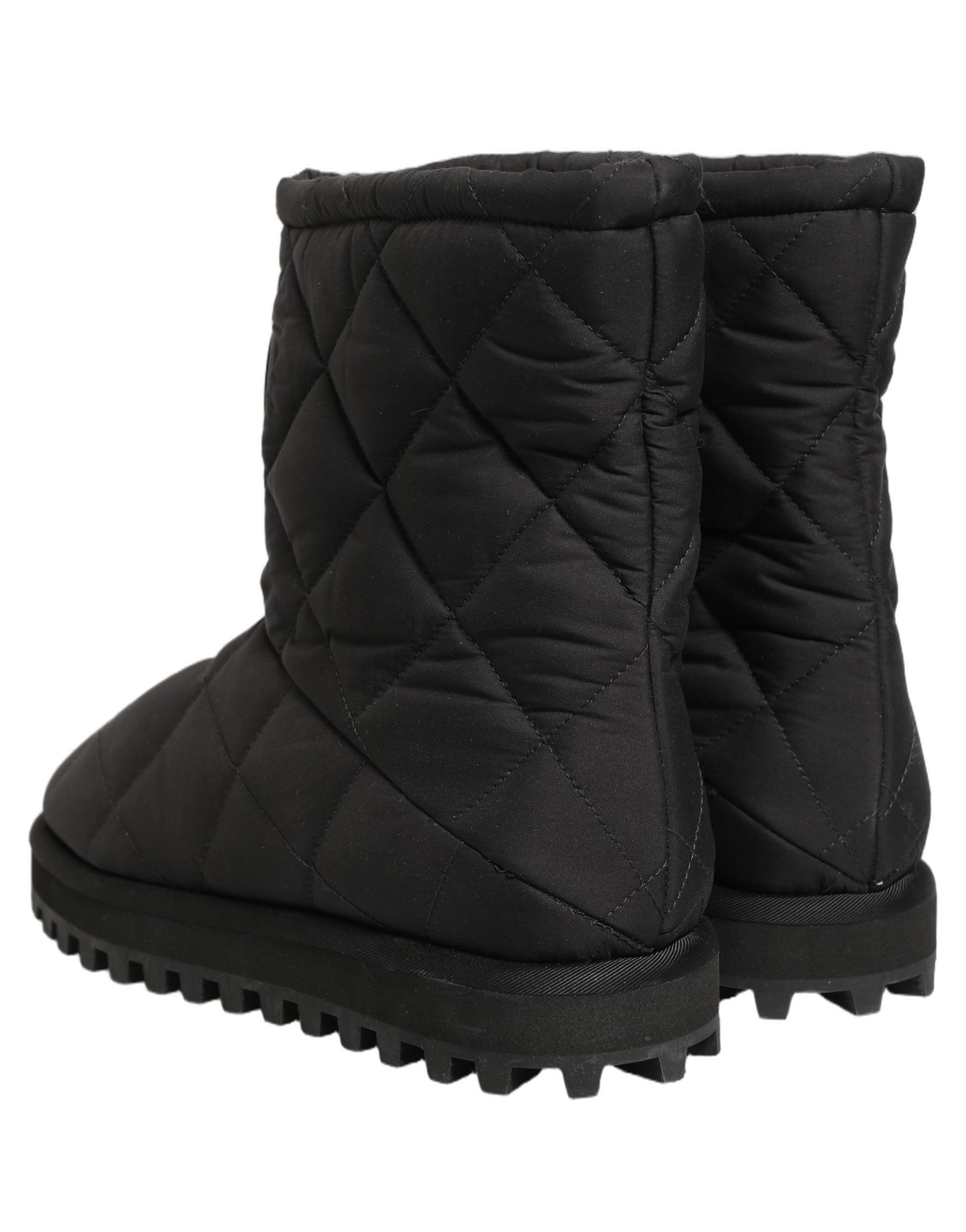 Dolce & Gabbana Black Quilted Effect Mid Calf Boots Shoes | Regal Royce