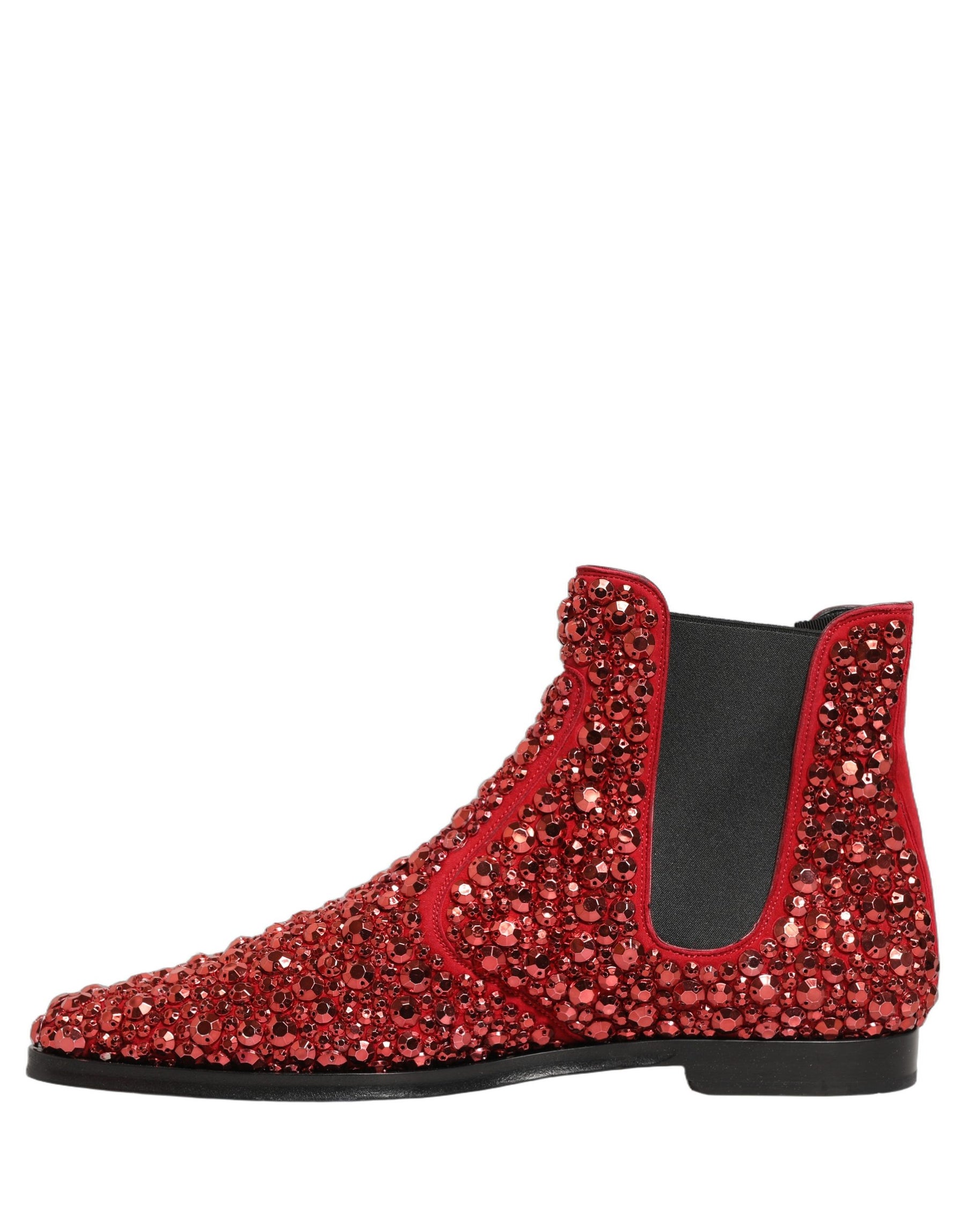 Dolce & Gabbana Red Embellished Chelsea Ankle Boots Shoes | Regal Royce