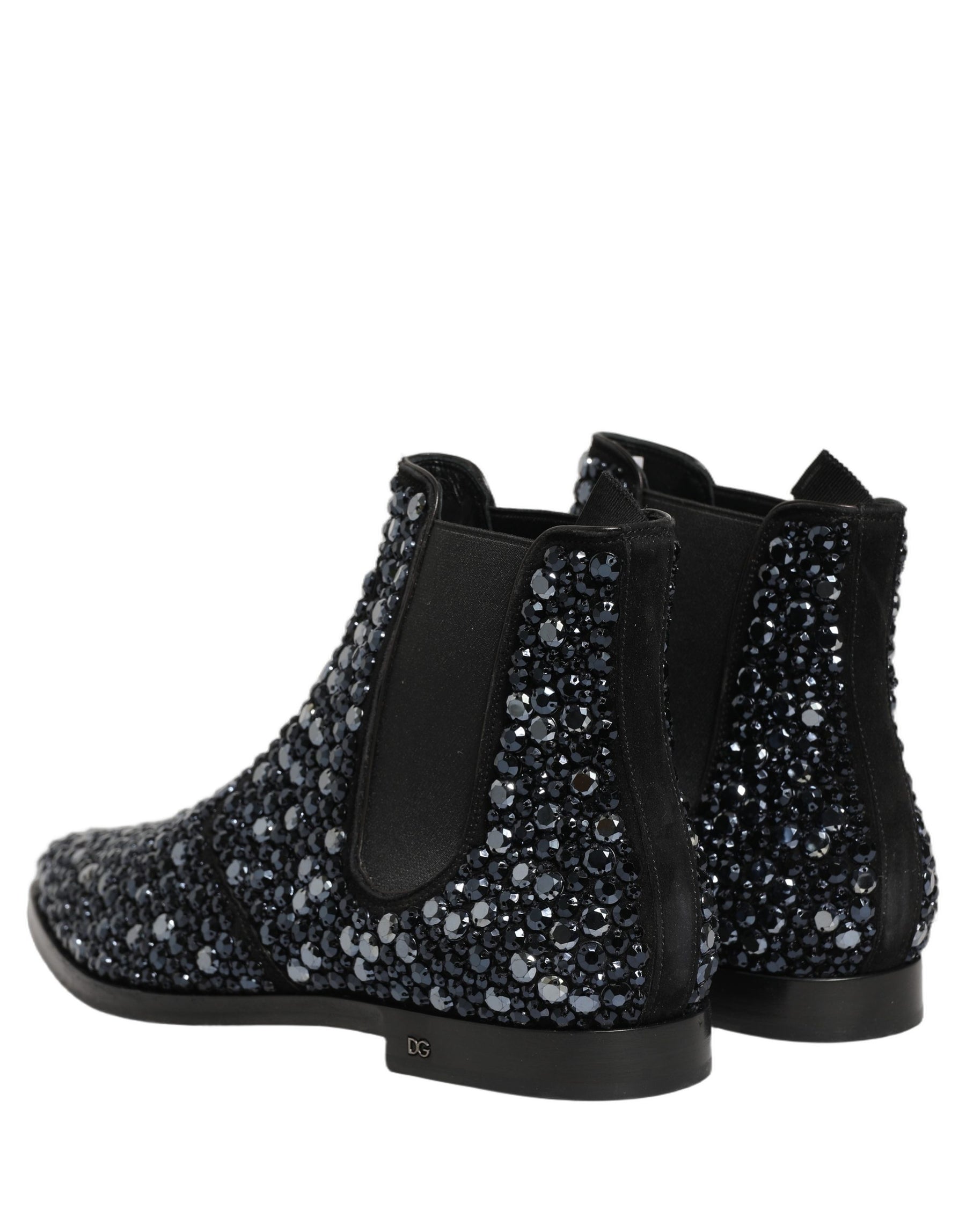 Dolce & Gabbana Black Embellished Chelsea Ankle Boots Shoes | Regal Royce