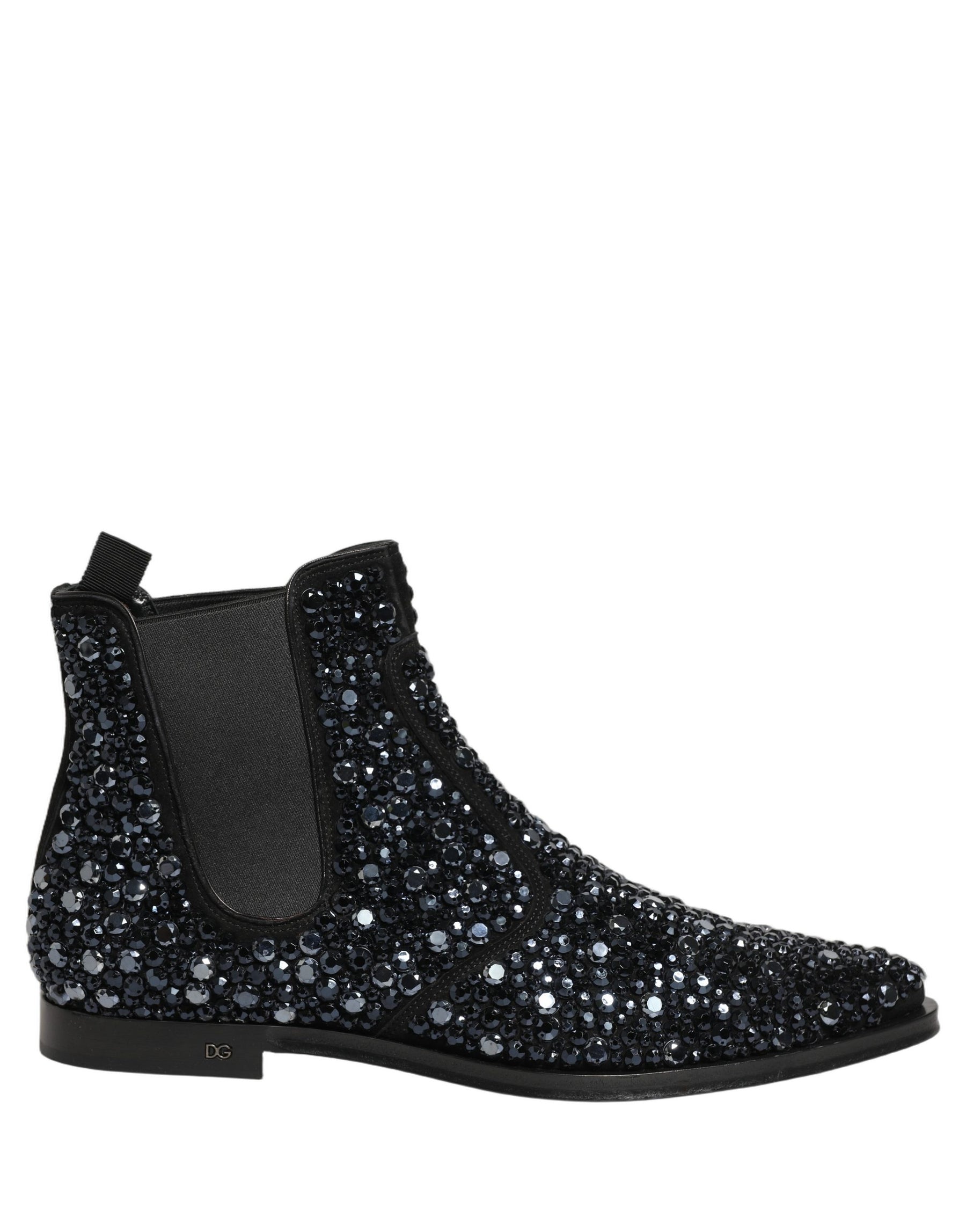 Dolce & Gabbana Black Embellished Chelsea Ankle Boots Shoes | Regal Royce