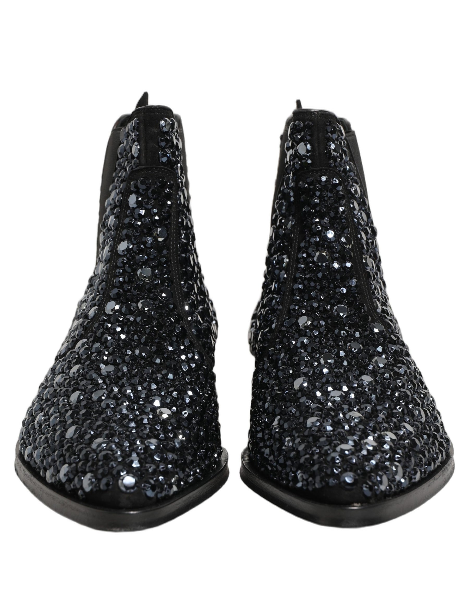 Dolce & Gabbana Black Embellished Chelsea Ankle Boots Shoes | Regal Royce
