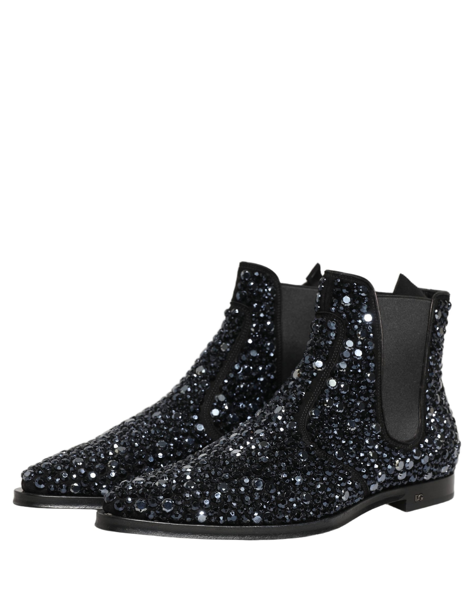 Dolce & Gabbana Black Embellished Chelsea Ankle Boots Shoes | Regal Royce
