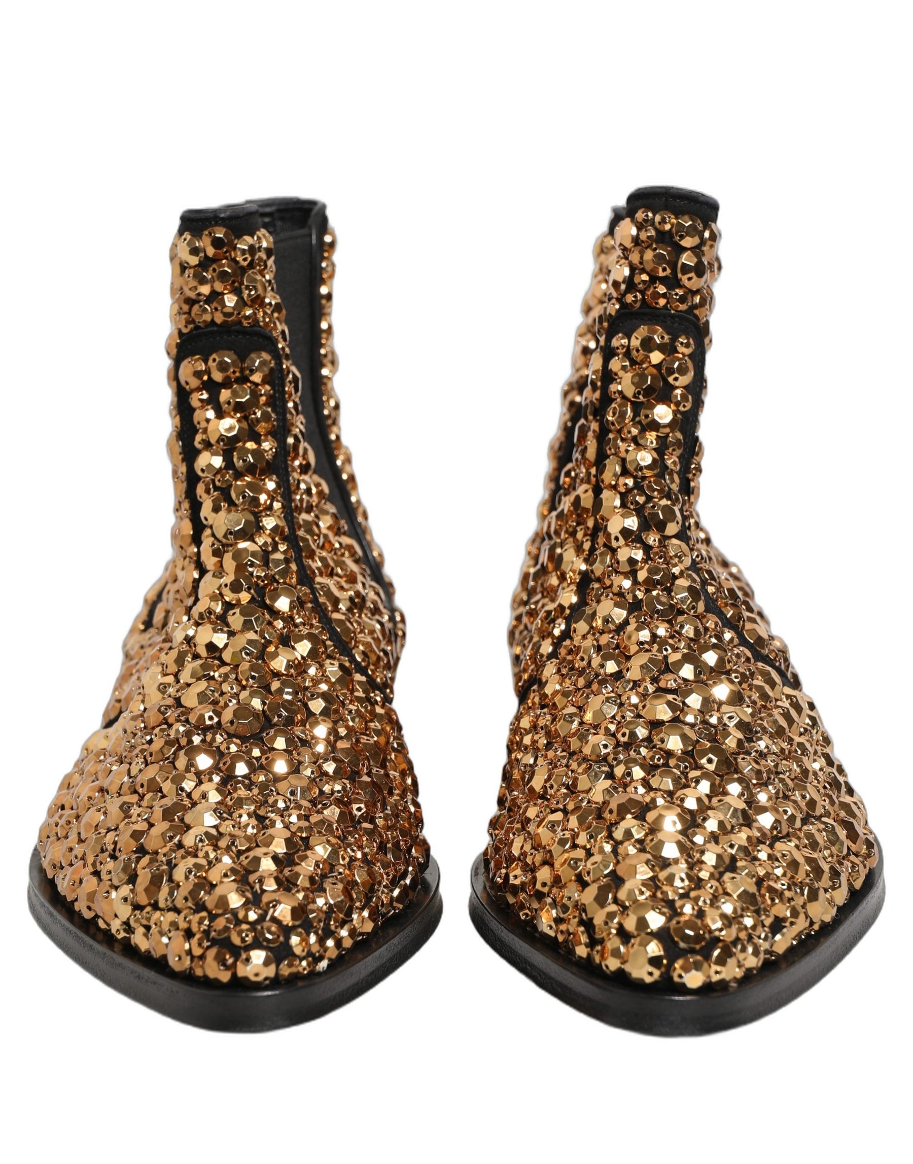 Dolce & Gabbana Gold Embellished Chelsea Ankle Boots Shoes | Regal Royce